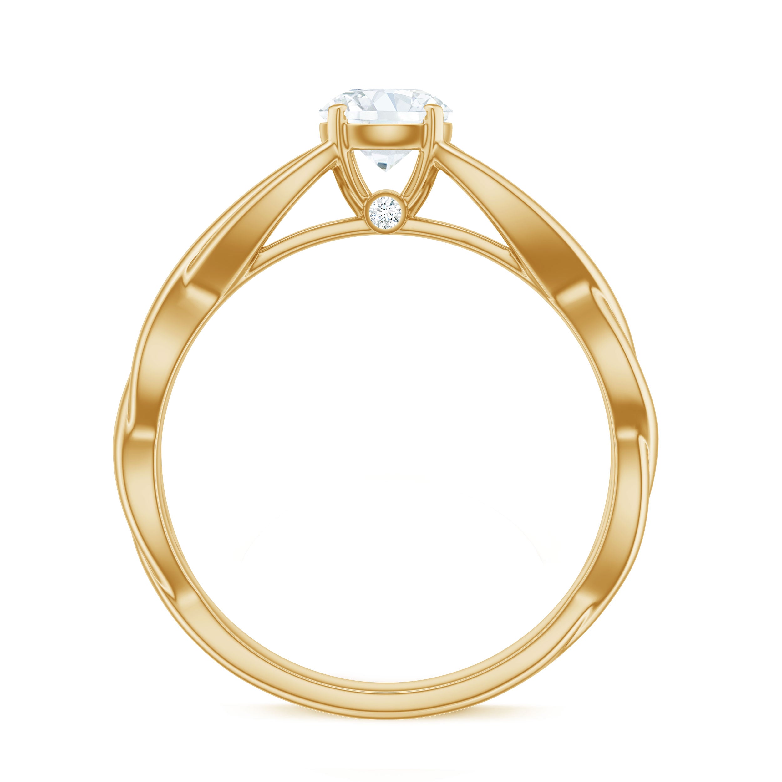 Certified Zircon Solitaire Ring with Crossover Shank AAAA - Rosec Jewels