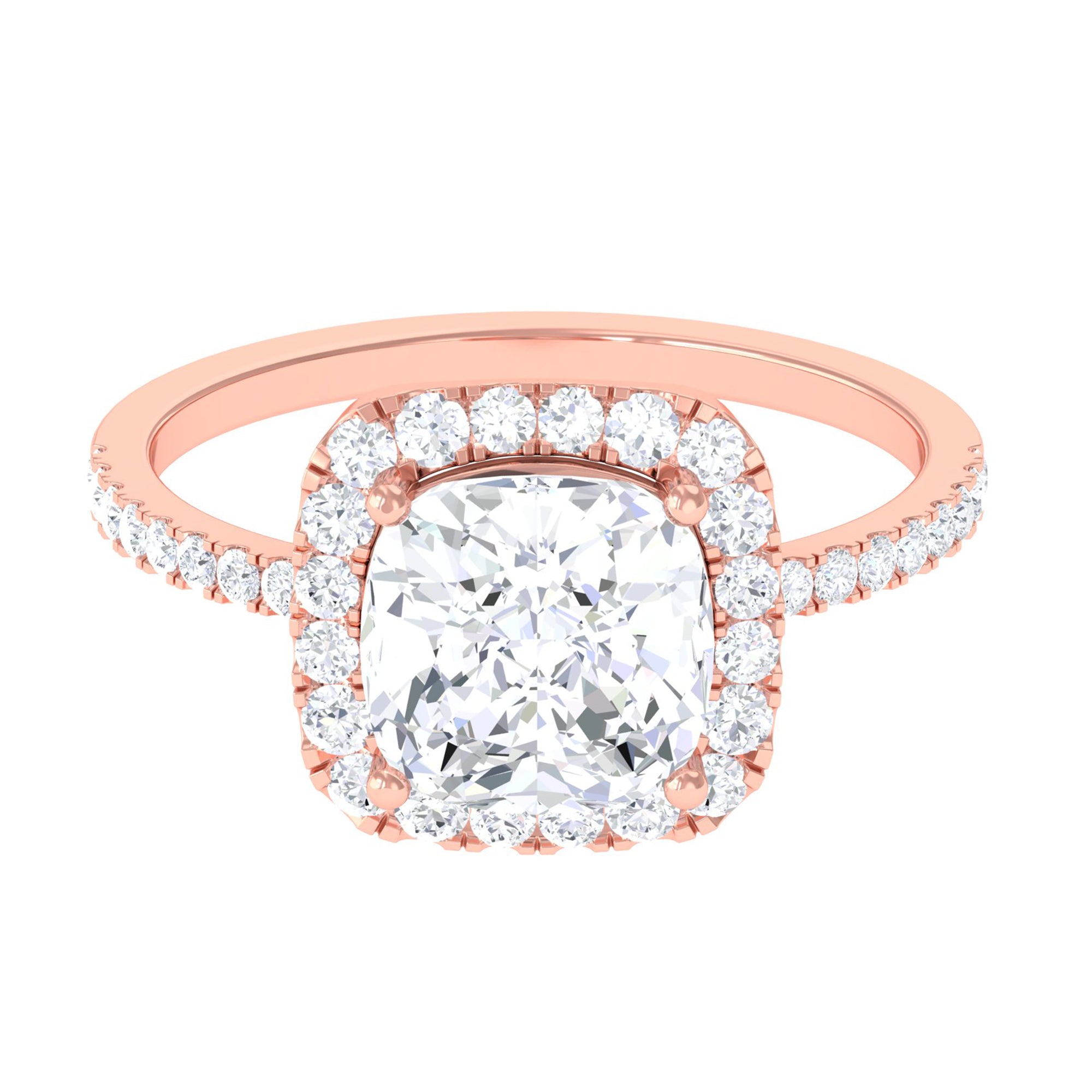 3 Carat Cushion Cut Moissanite Halo Engagement Ring for Women D-VS1 - Rosec Jewels