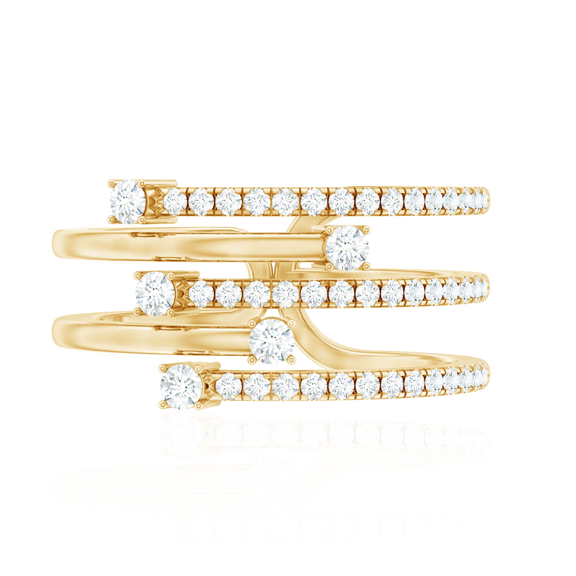 Certified Diamond Cocktail Wrap Ring Natural - ( HI-SI ) - Rosec Jewels