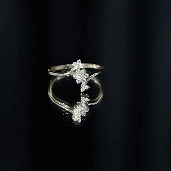 Round Cut Diamond Floral Promise Ring Natural - ( HI-SI ) - Rosec Jewels