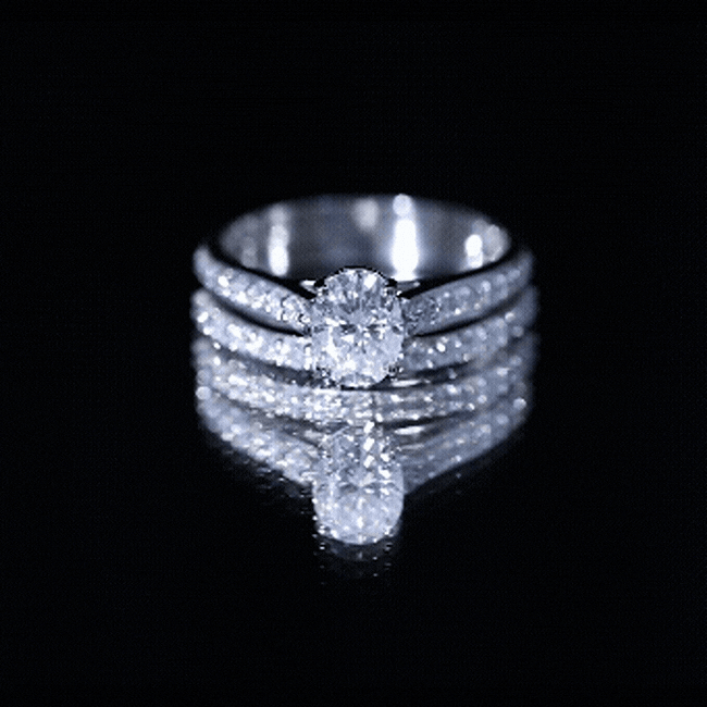 Certified Moissanite Oval Engagement Ring Set D-VS1 - Rosec Jewels