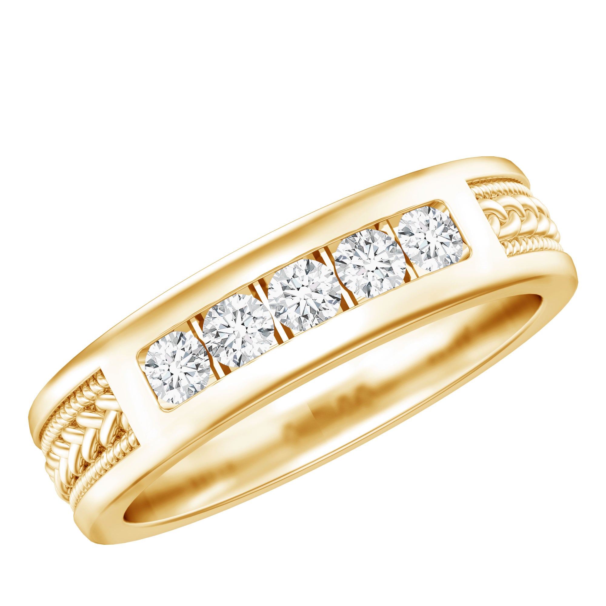Lab Grown Diamond Mens Wedding Band Ring Lab - ( EF-VS ) - Rosec Jewels