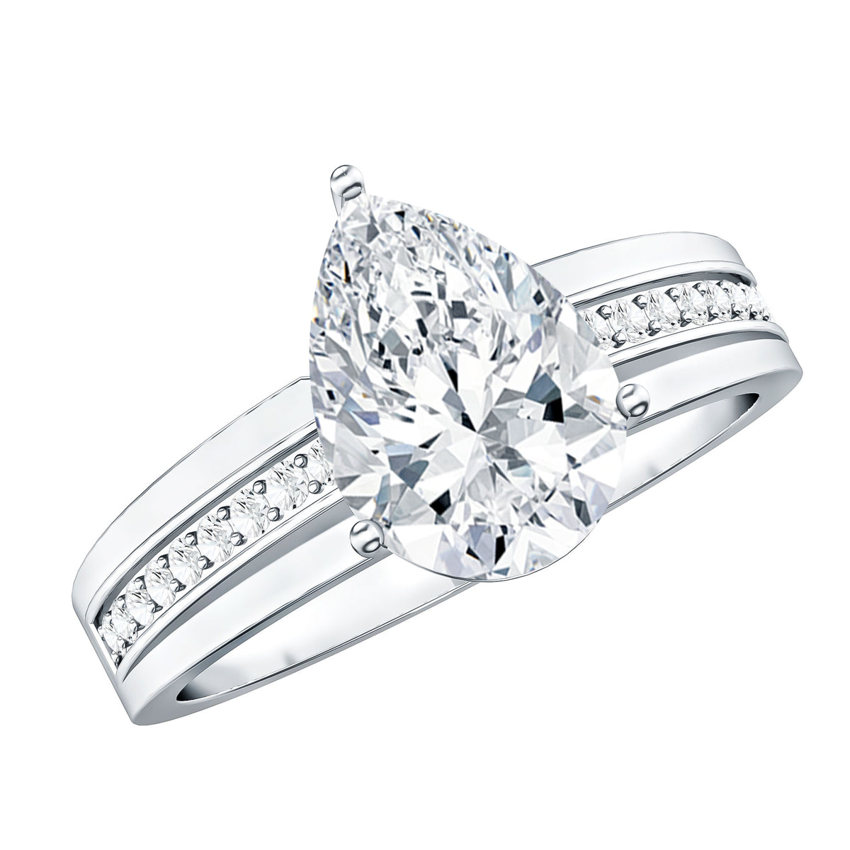 Solitaire Moissanite Pear Shaped Engagement Ring
