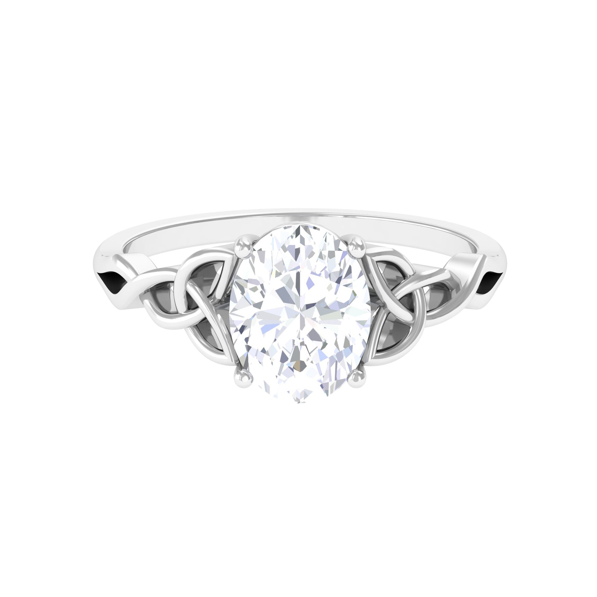 2.25 CT Celtic Knot Oval Moissanite Engagement Ring in Gold Moissanite - ( D-VS1 ) - Color and Clarity - Rosec Jewels