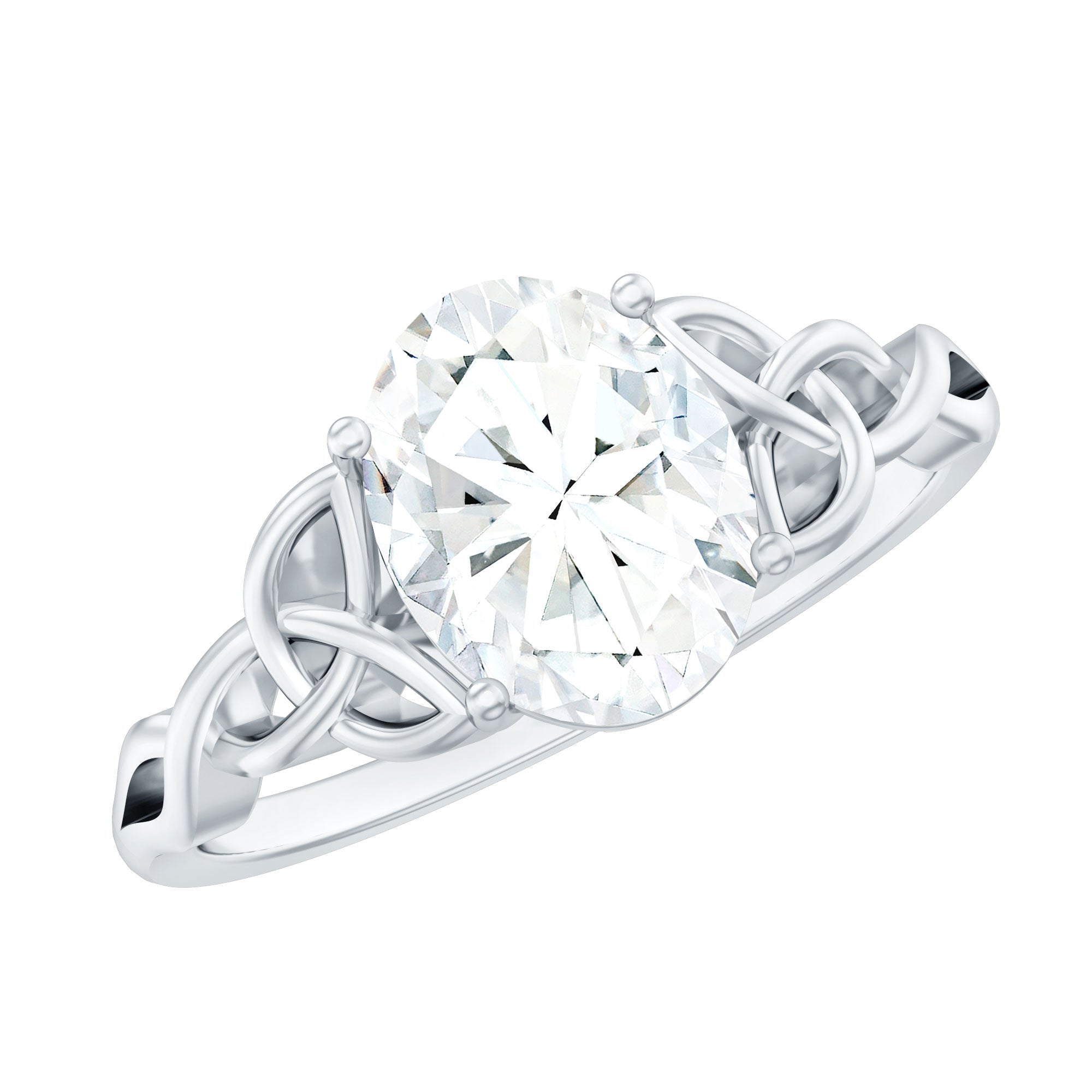 Oval Moissanite Engagement Ring with Celtic Band