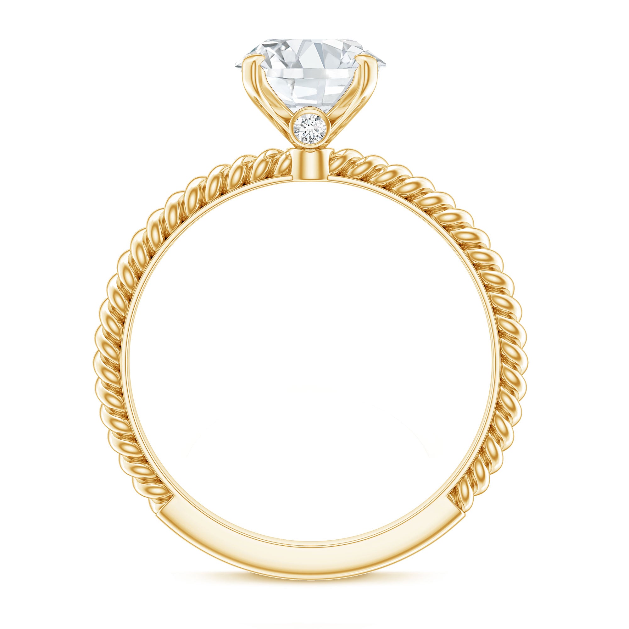 Oval Shape Moissanite Solitaire Engagement Ring with Twisted Rope D-VS1 - Rosec Jewels
