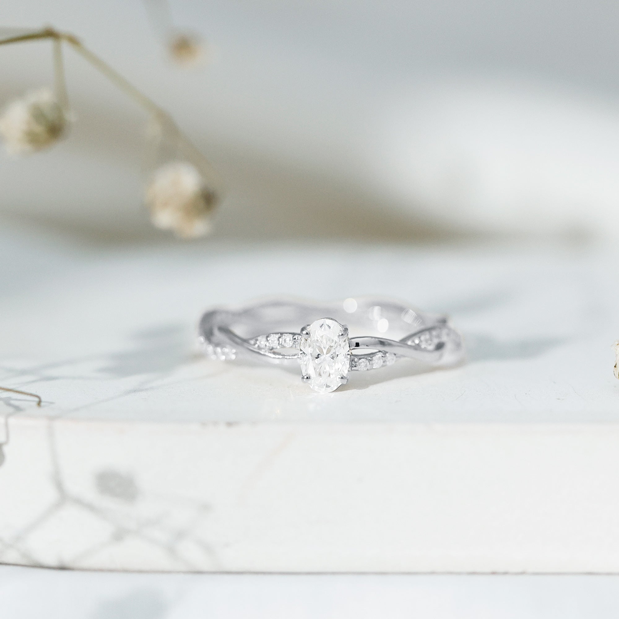 Oval Cut Moissanite Braided Engagement Ring D-VS1 - Rosec Jewels