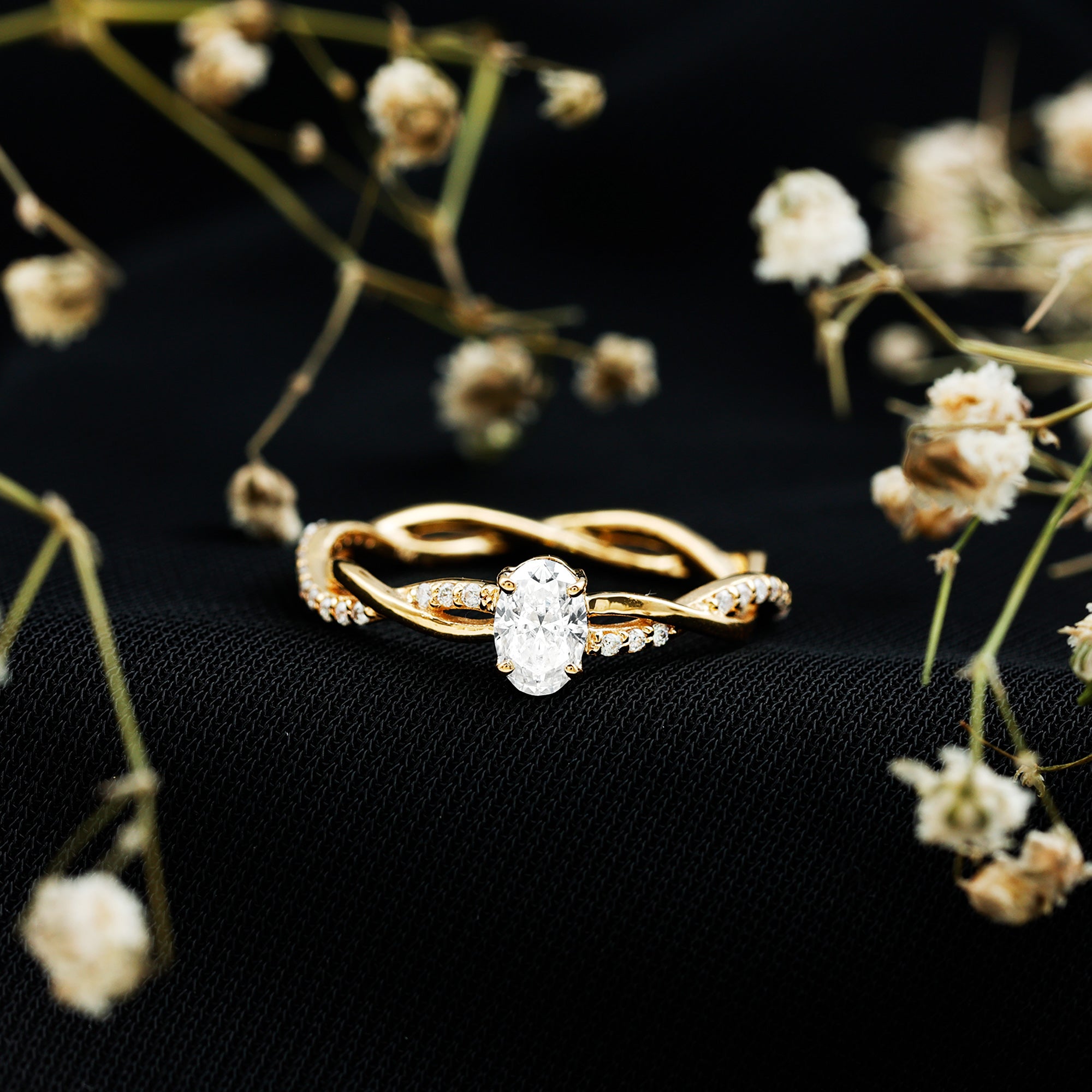 Oval Cut Moissanite Braided Engagement Ring D-VS1 - Rosec Jewels