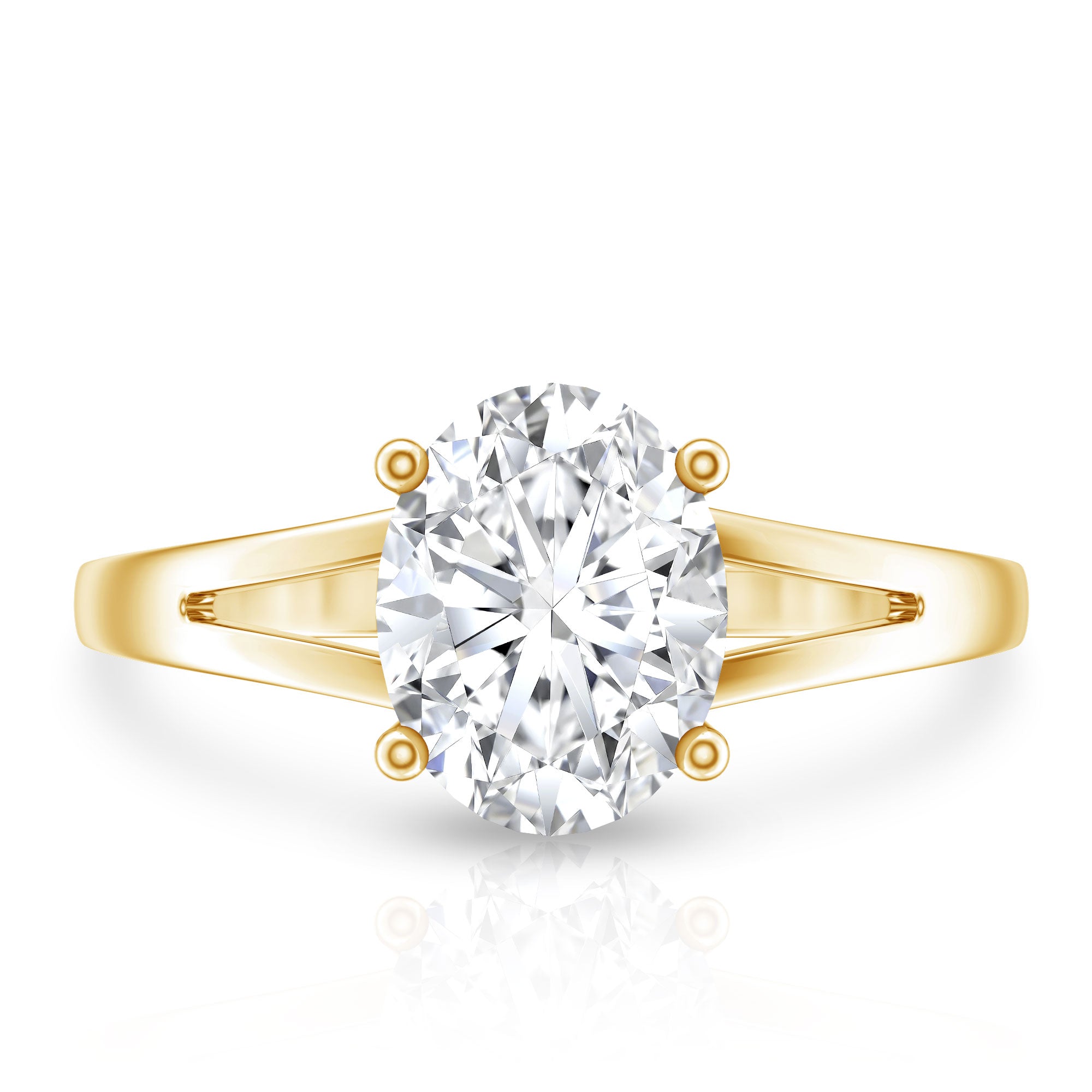 Rosec Jewels-Solitaire Oval Cut Moissanite Split Shank Engagement Ring