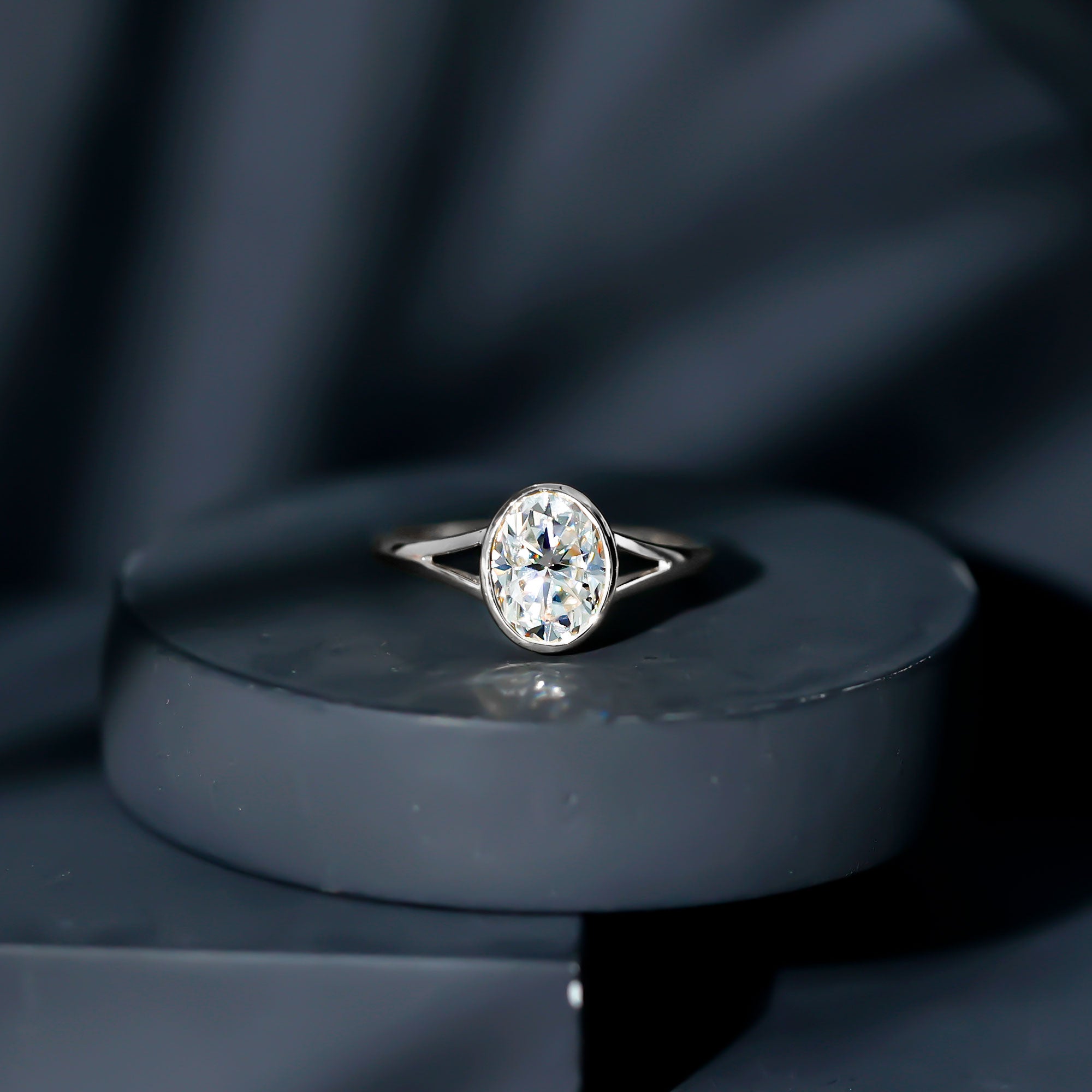 Certified 7X9 MM Oval Moissanite Solitaire Engagement Ring D-VS1 - Rosec Jewels