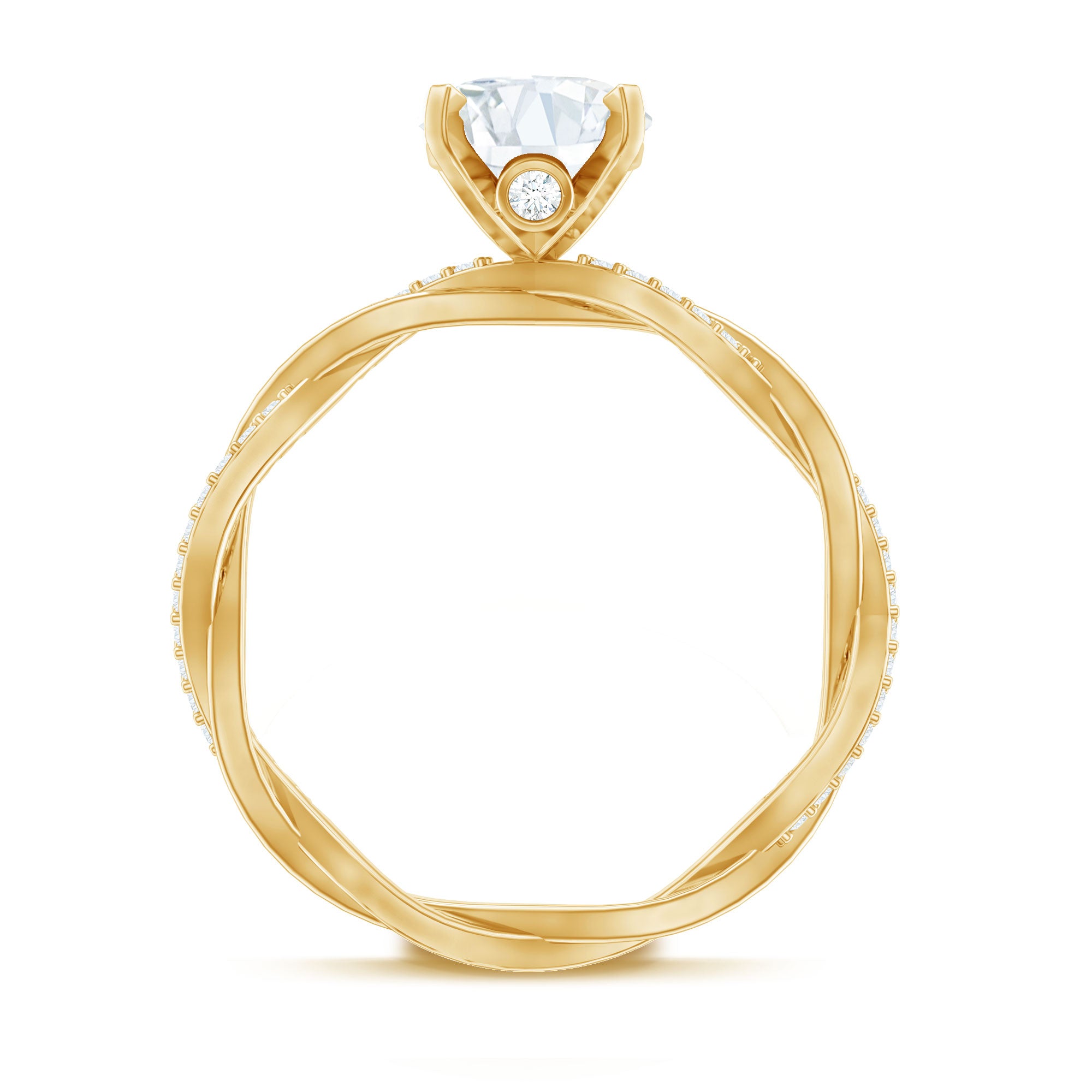 Rosec Jewels-Oval Shape Moissanite Solitaire Engagement Ring in Braided Shank