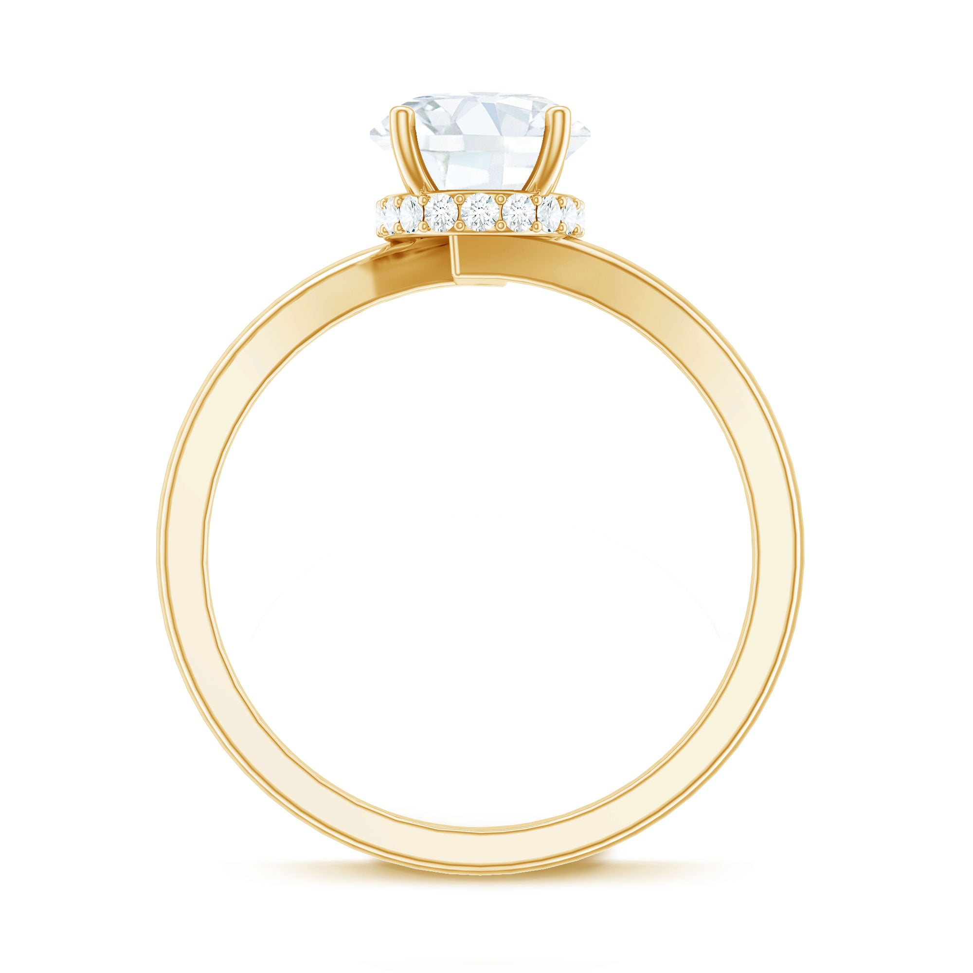 Rosec Jewels-Oval Cut Solitaire Moissanite Bypass Engagement Ring