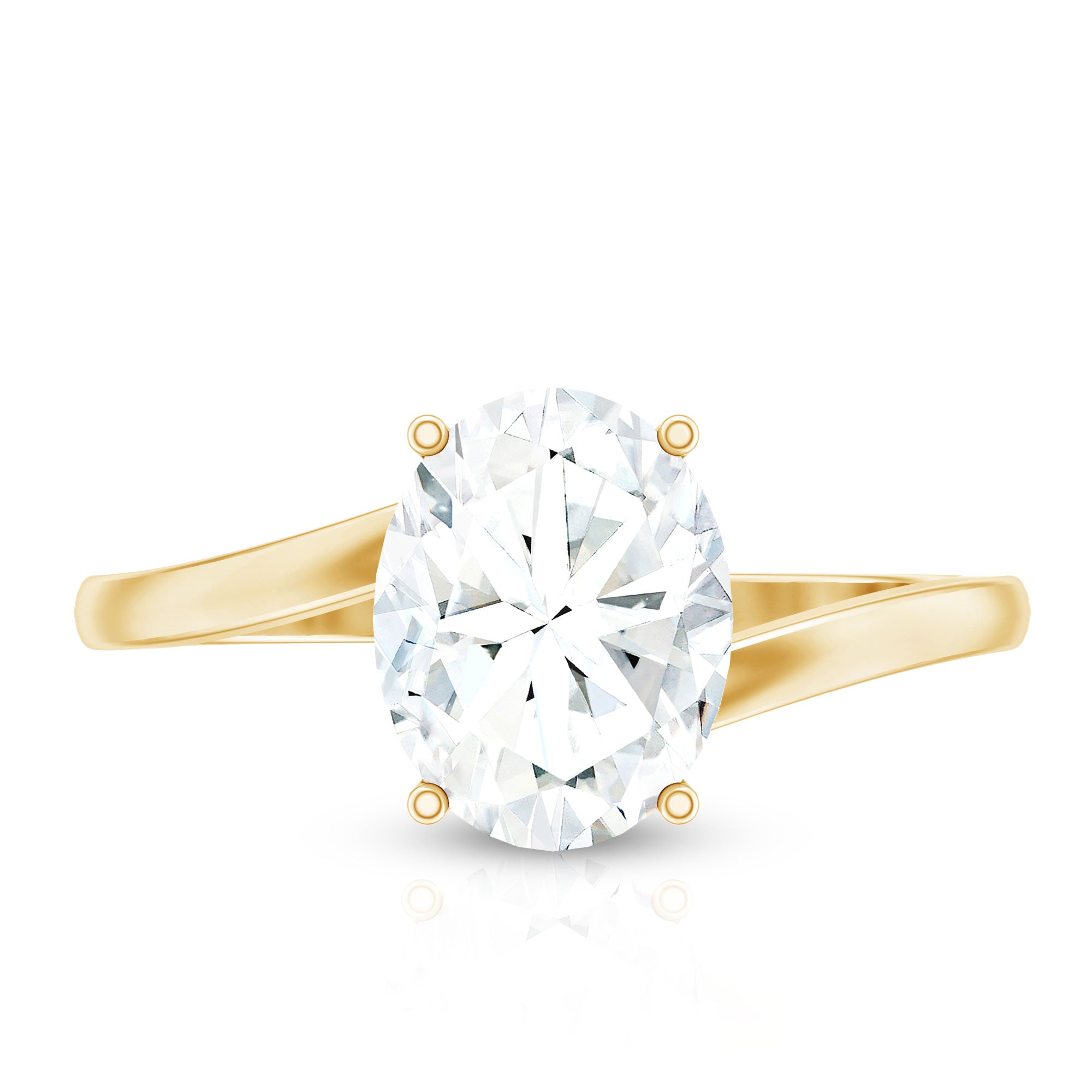 Rosec Jewels-Oval Cut Solitaire Moissanite Bypass Engagement Ring