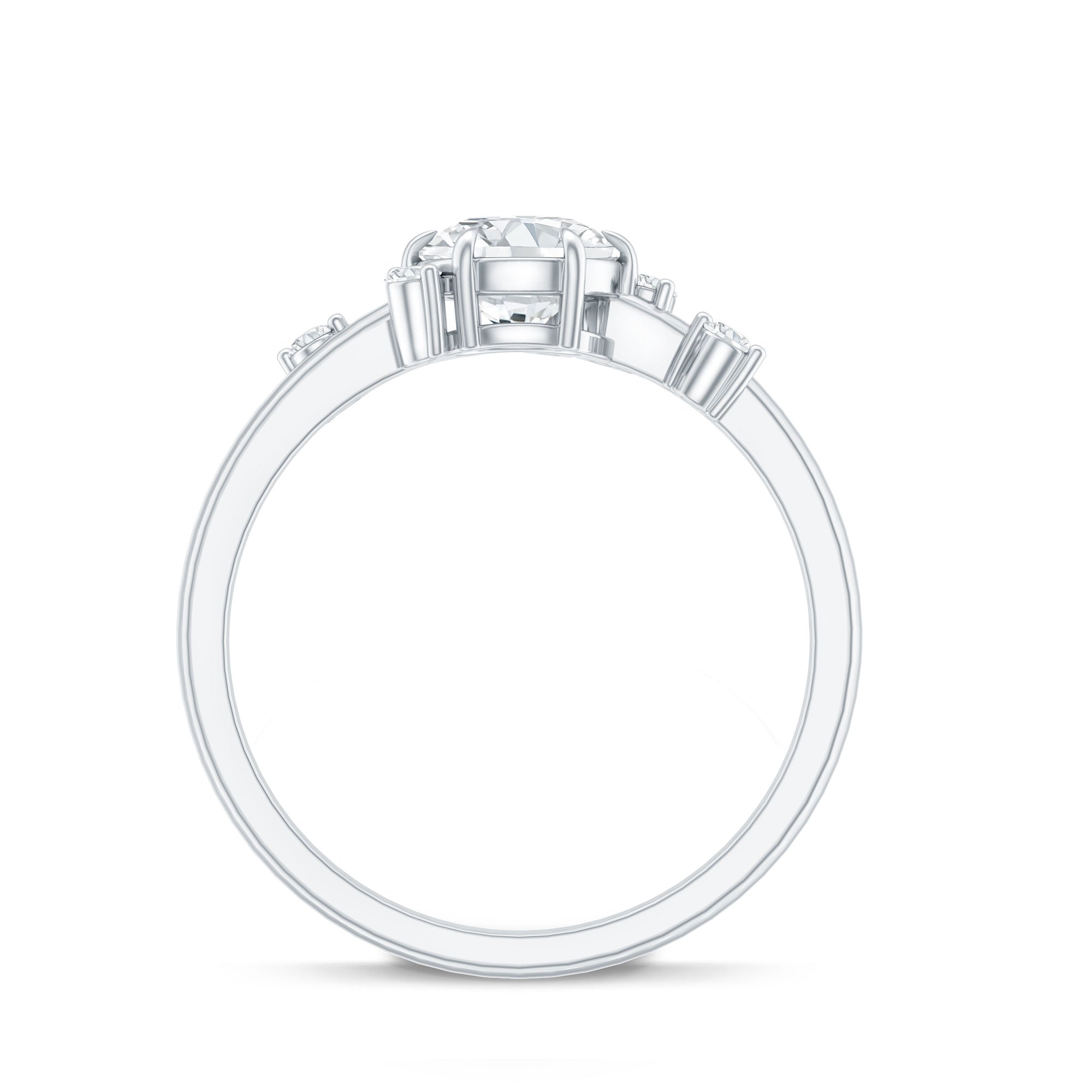 Rosec Jewels-Round Cut Scatter Moissanite Unique Engagement Ring