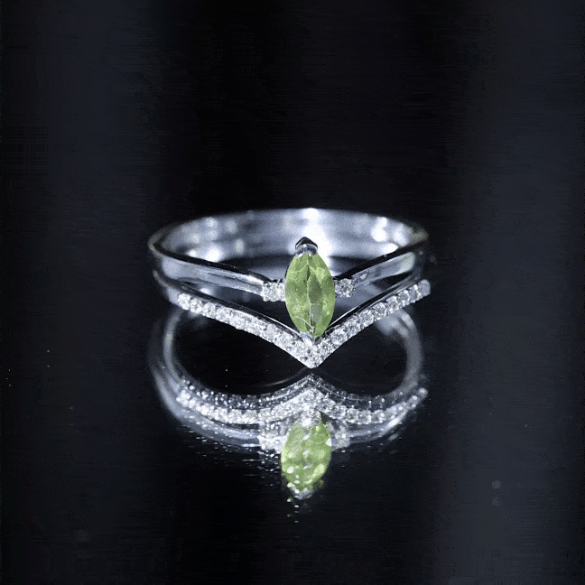 Rosec Jewels-Marquise Cut Peridot Solitaire Wedding Ring Set with Diamond