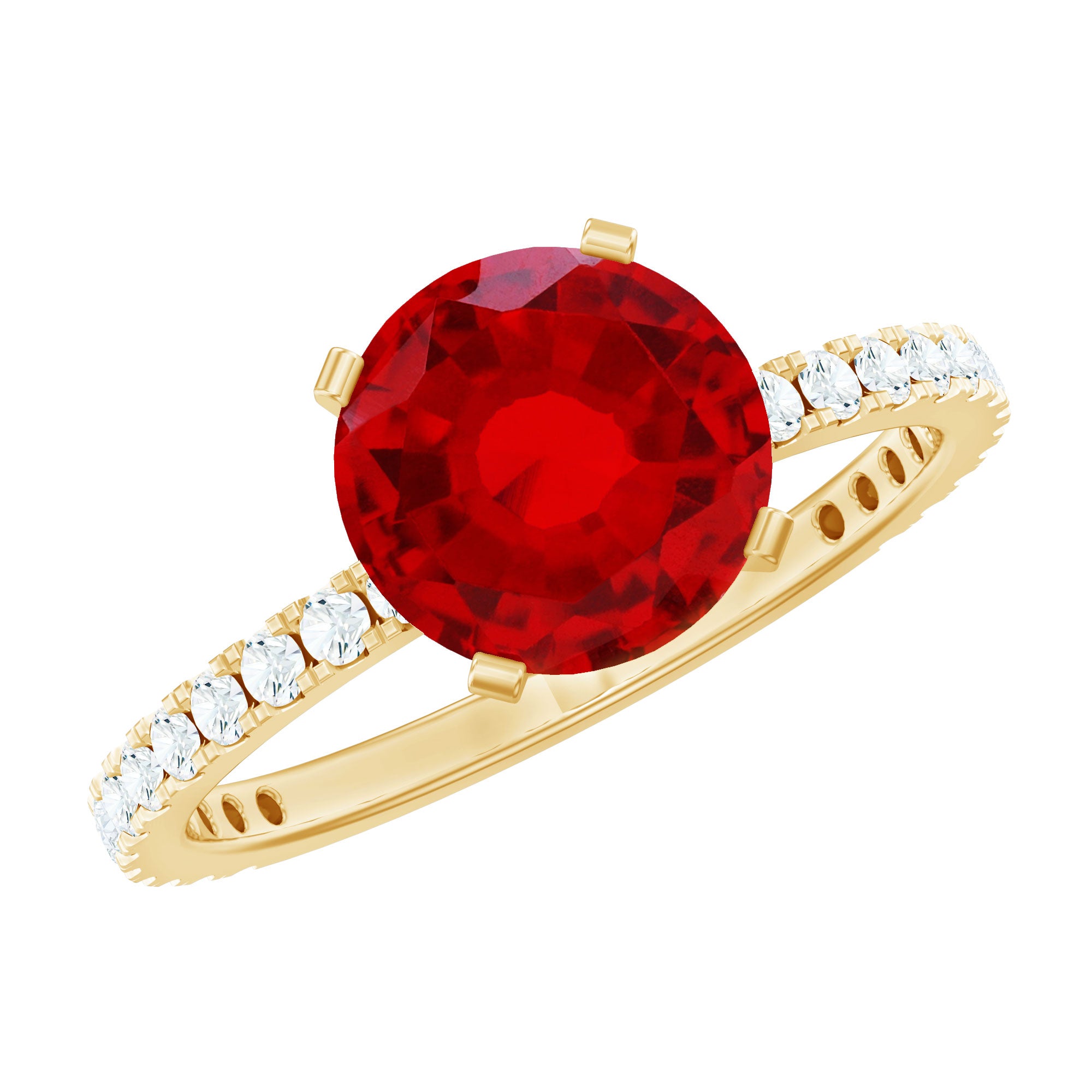 Peg Head Set Lab Grown Ruby Solitaire Engagement Ring AAAA - Rosec Jewels