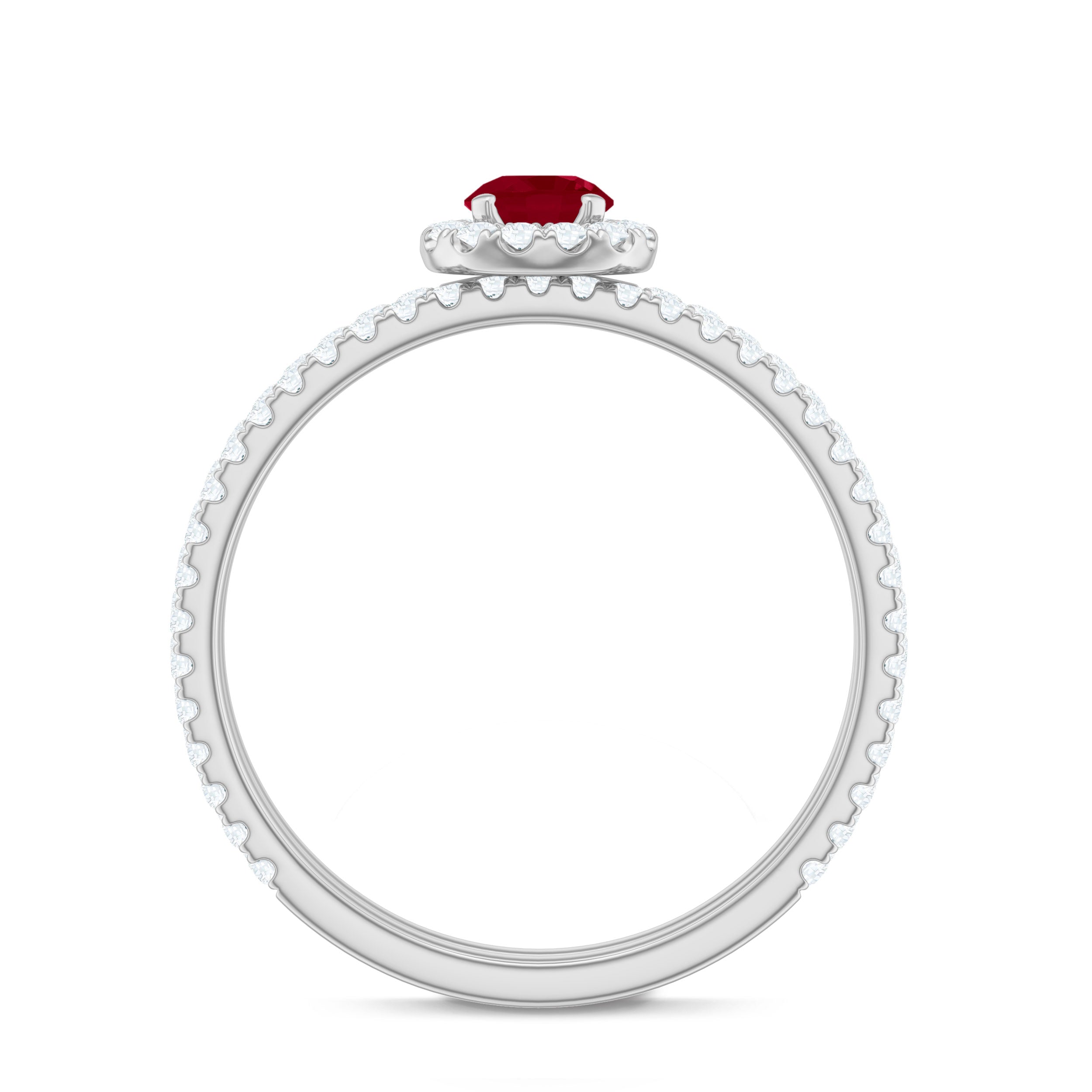 Rosec Jewels-Natural Ruby Wedding Engagement Ring Set with Diamond
