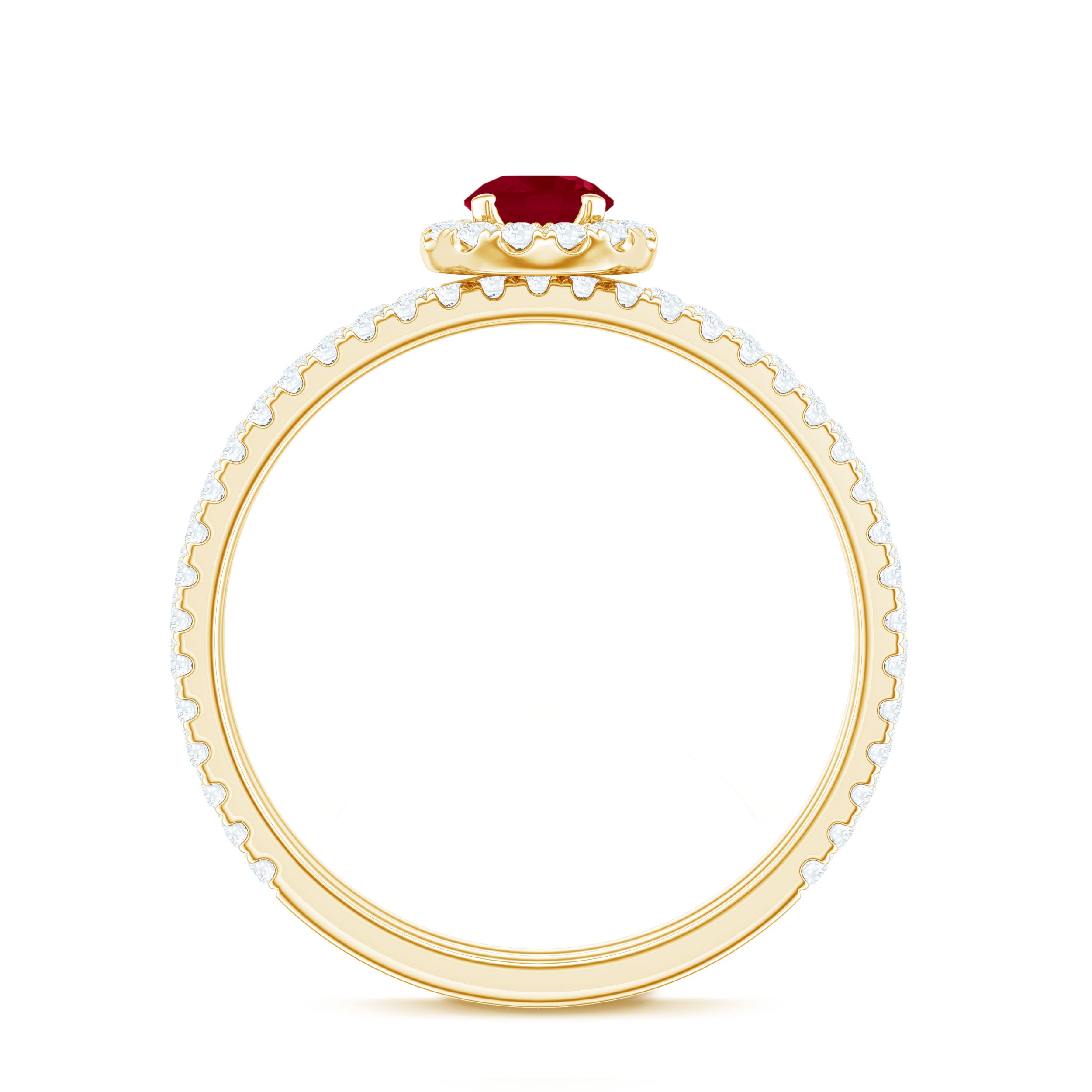 Rosec Jewels-Natural Ruby Wedding Engagement Ring Set with Diamond