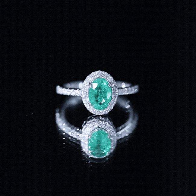 Real 0.7 Carat Oval Emerald Engagement Ring with Diamond Halo AAA - Rosec Jewels