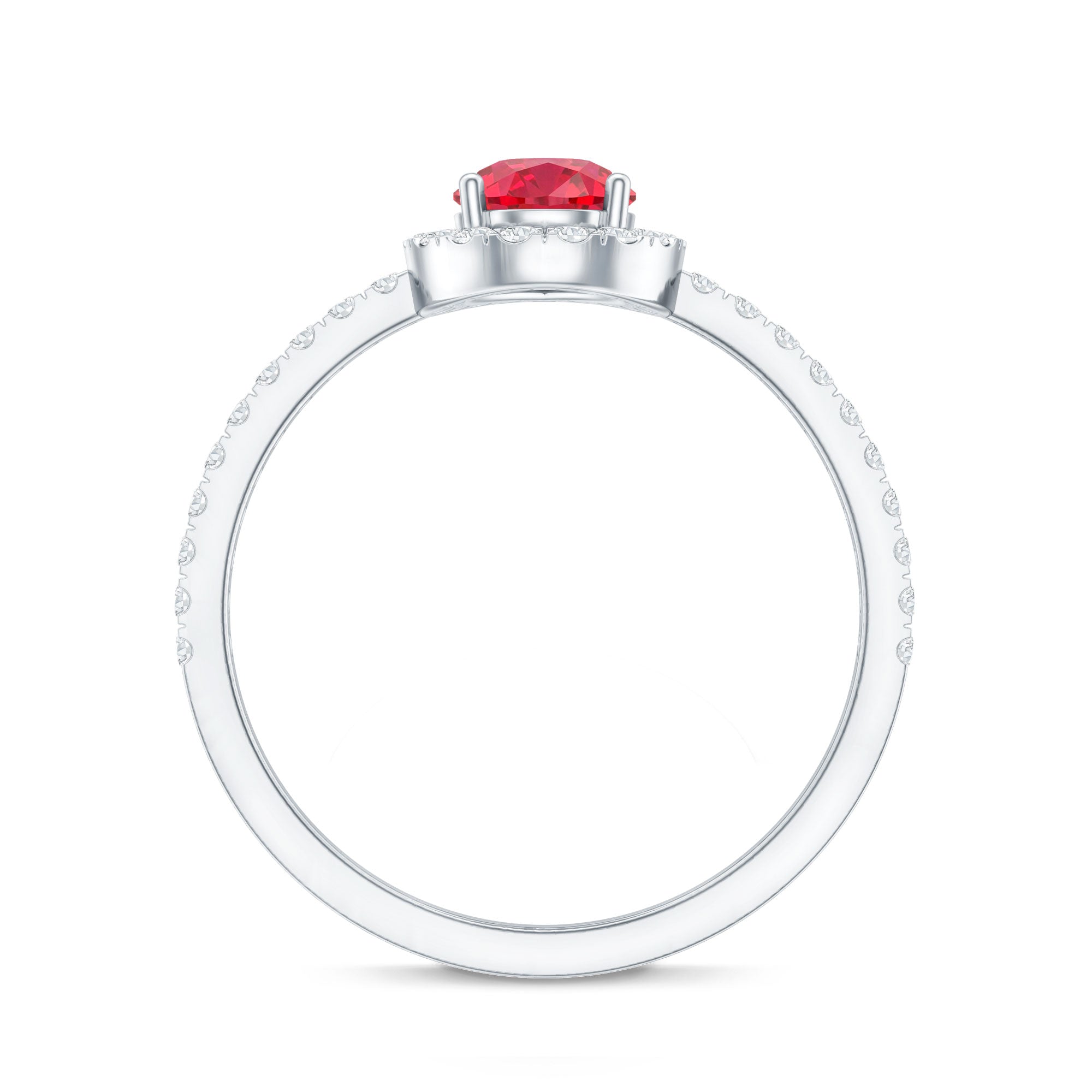 Rosec Jewels-Lab Created Ruby Teardrop Halo Engagement Ring with Diamond