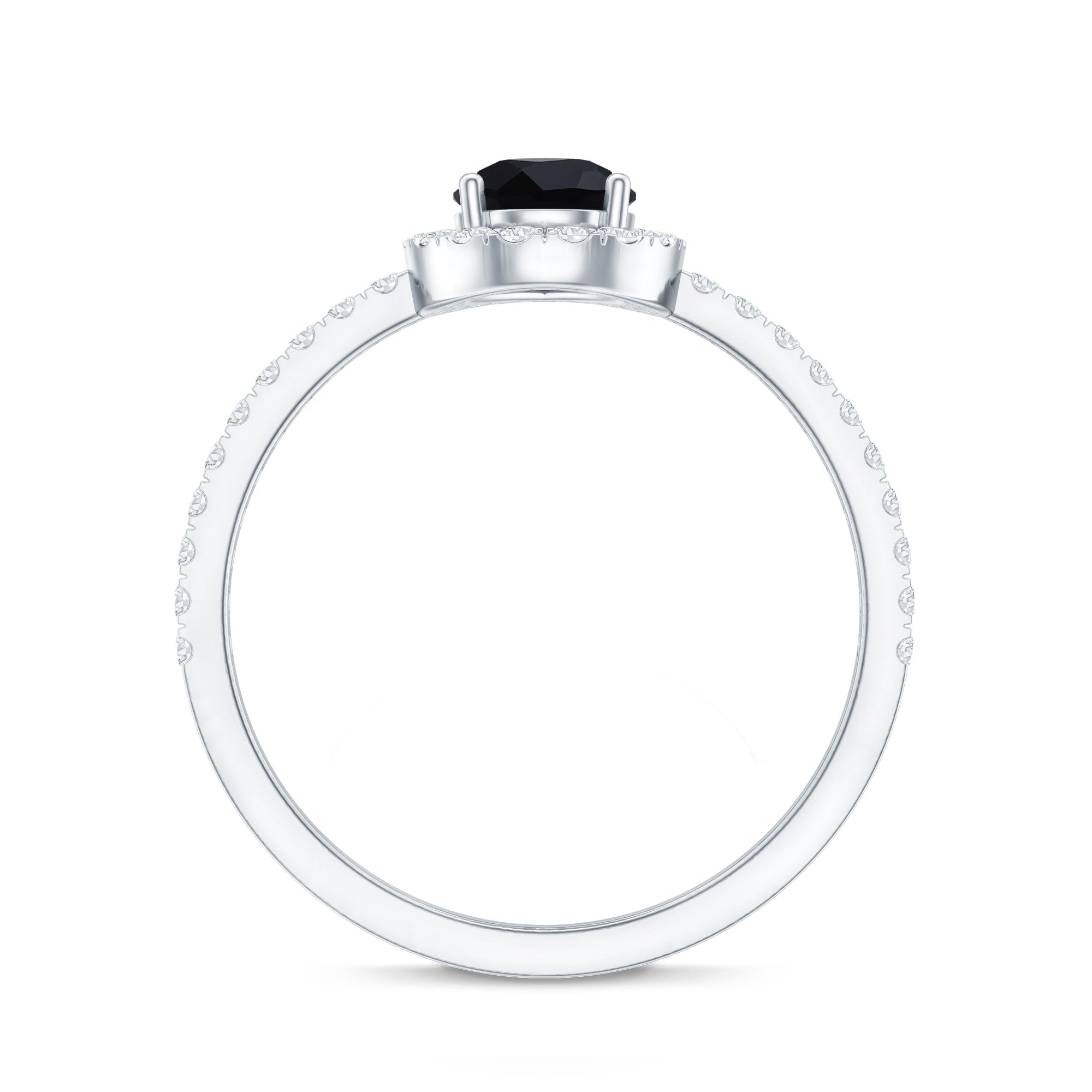 Certified 0.85 Carat Pear Shape Lab Grown Black and White Diamond Halo Engagement Ring AAAA ( Synthetic ) - Rosec Jewels