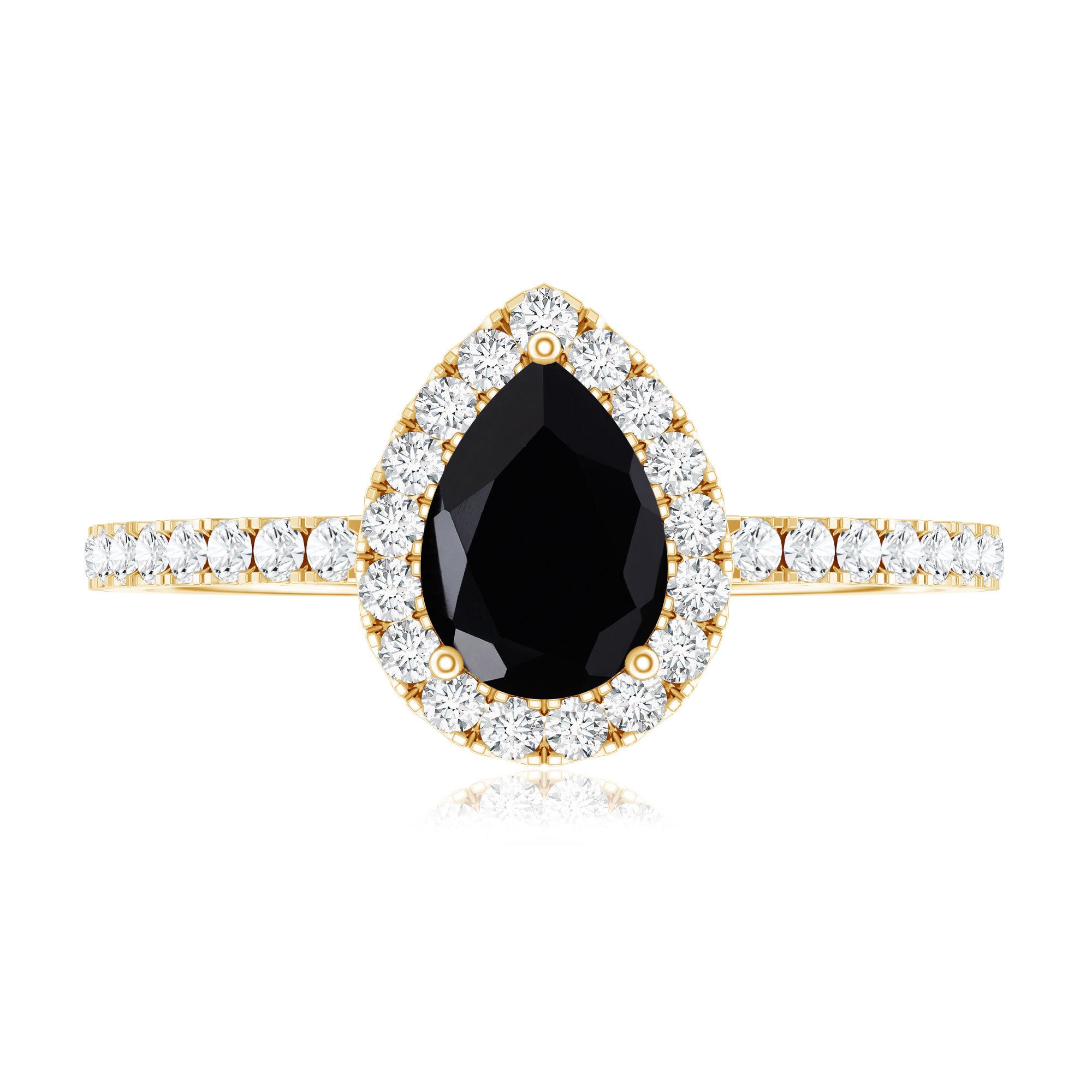 Certified 0.85 Carat Pear Shape Lab Grown Black and White Diamond Halo Engagement Ring AAAA ( Synthetic ) - Rosec Jewels