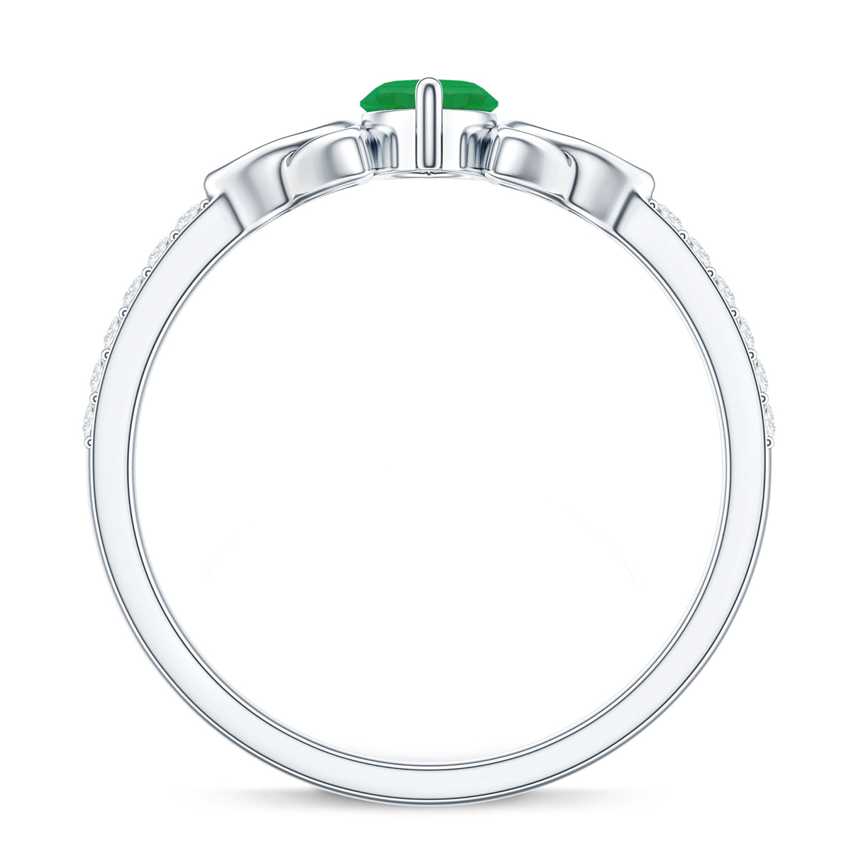 Natural Marquise Emerald Diamond Promise Ring with Celtic Knot AAA - Rosec Jewels