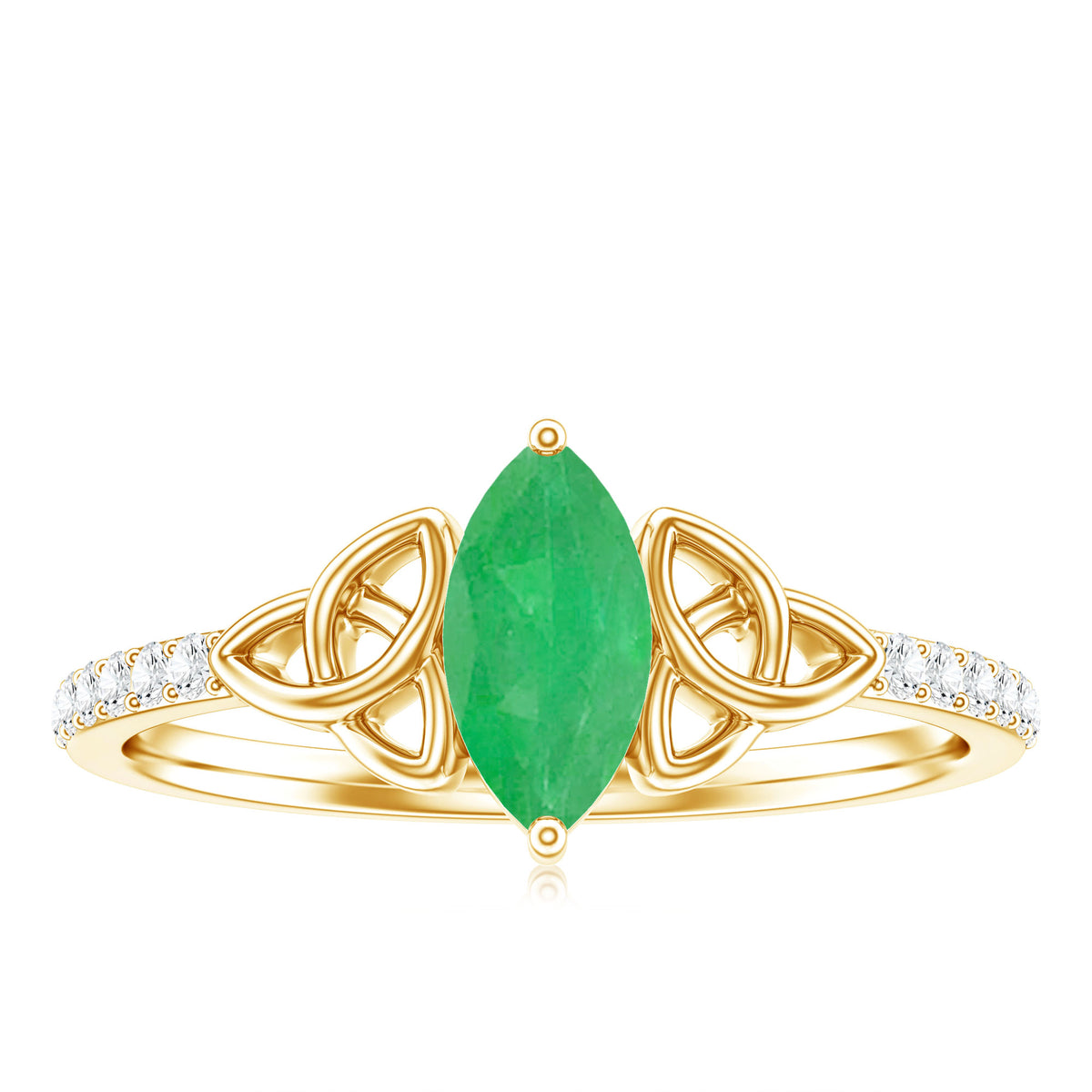 Natural Marquise Emerald Diamond Promise Ring with Celtic Knot AAA - Rosec Jewels