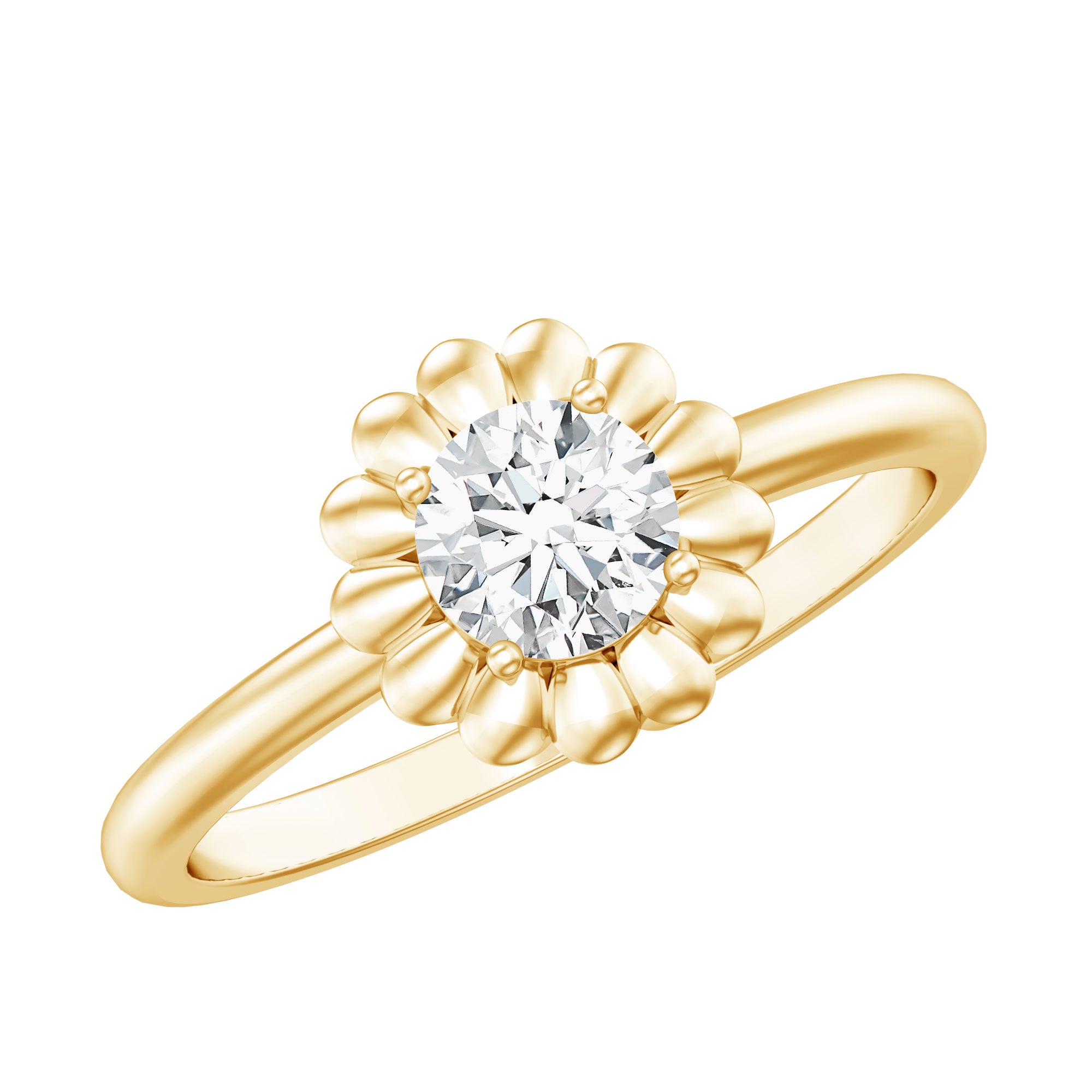 Brilliant Cut Moissanite Flower Promise Ring with Certificate D-VS1 - Rosec Jewels