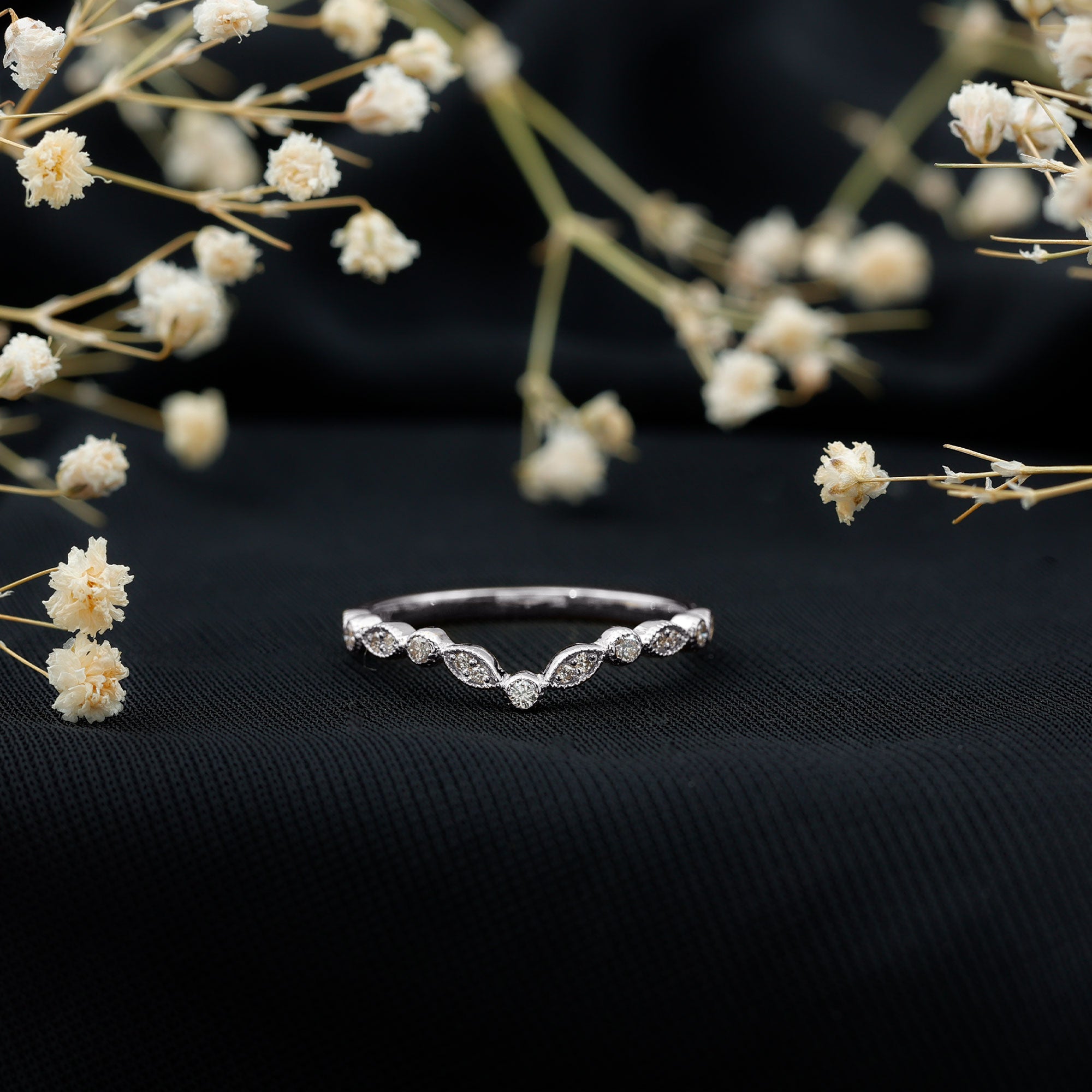 Natural Diamond Curved Wedding Enhancer Ring Natural - ( HI-SI ) - Rosec Jewels