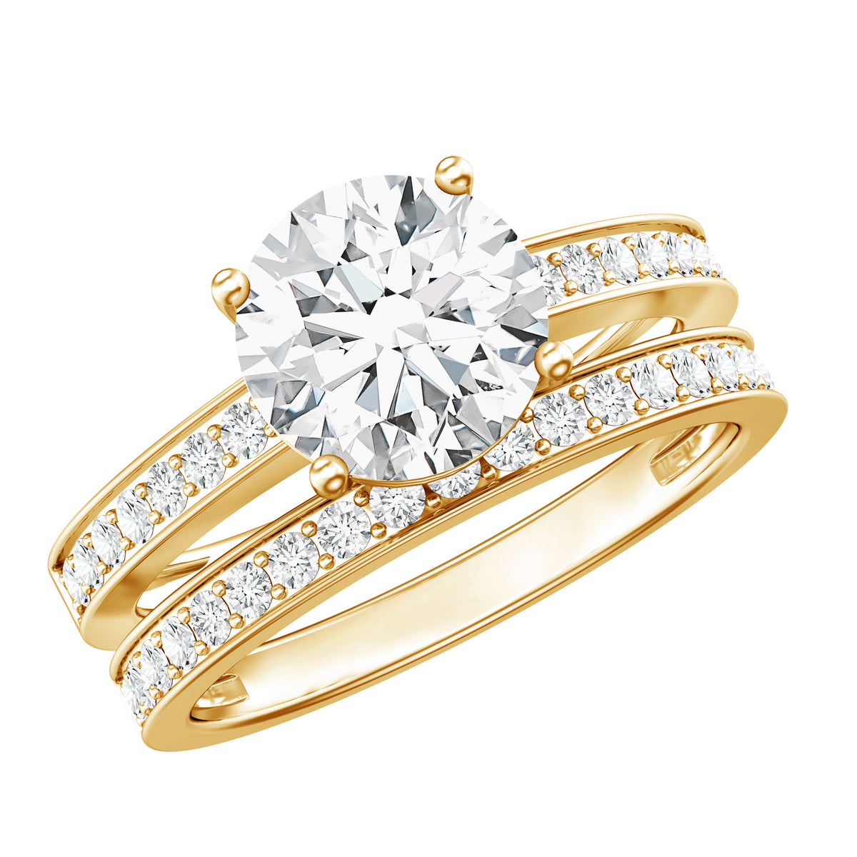 Rosec Jewels-IGI Certified 2 Carat Lab Grown Diamond Engagement Ring with Wedding Band