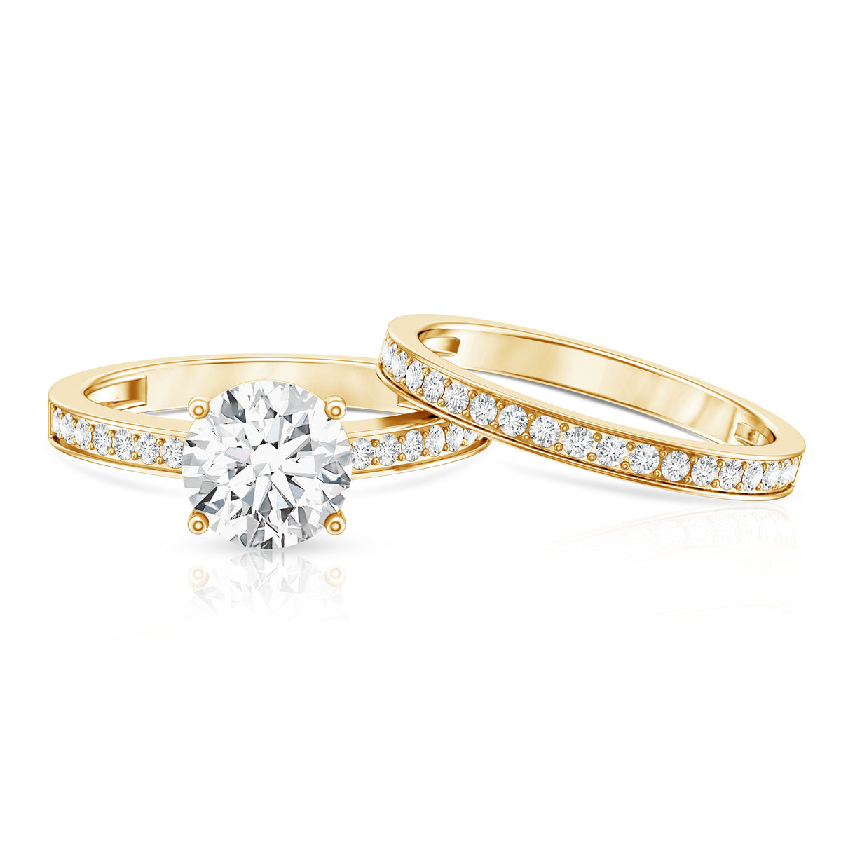 Rosec Jewels-IGI Certified 2 Carat Lab Grown Diamond Engagement Ring with Wedding Band