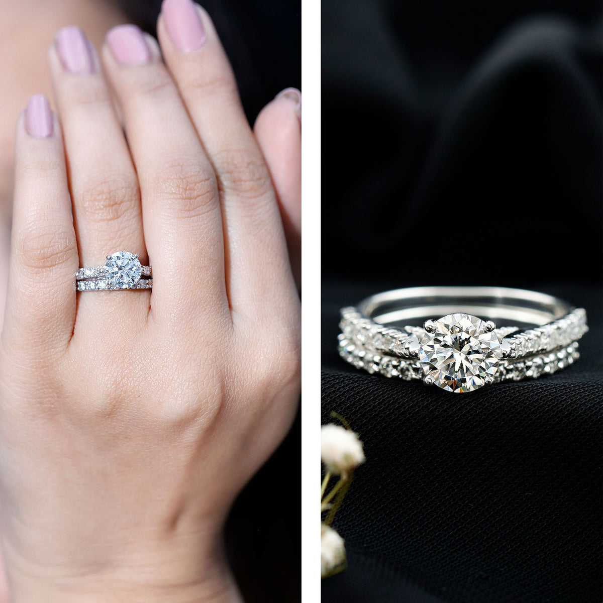 Rosec Jewels-2 Carat Lab Grown Diamond Wedding Ring Set with IGI Certificate