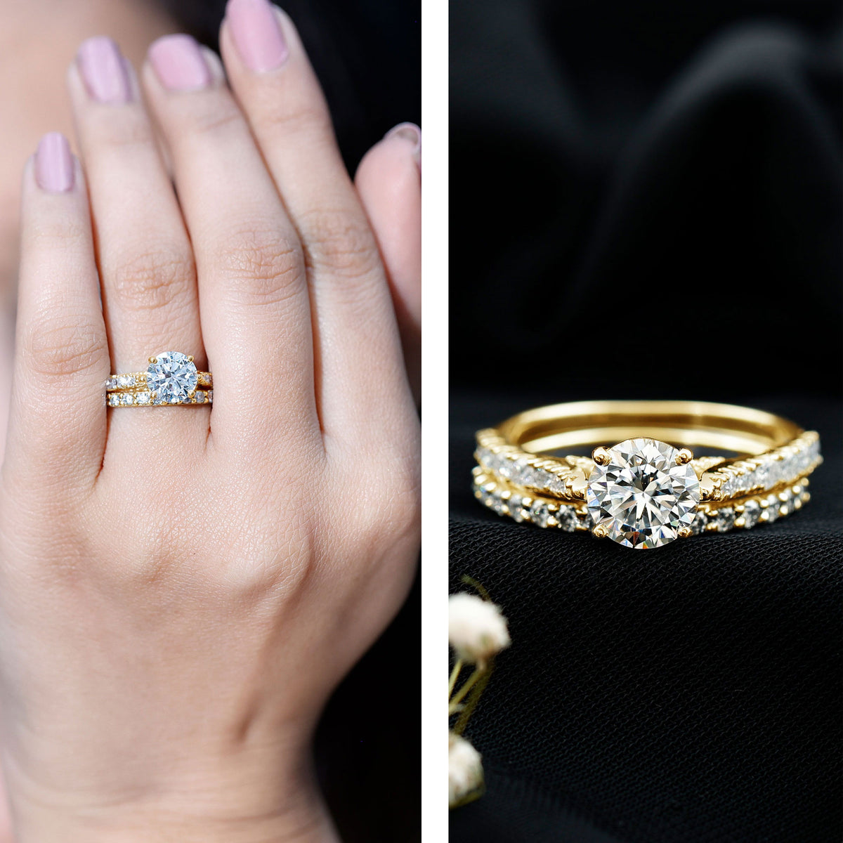 Rosec Jewels-2 Carat Lab Grown Diamond Wedding Ring Set with IGI Certificate