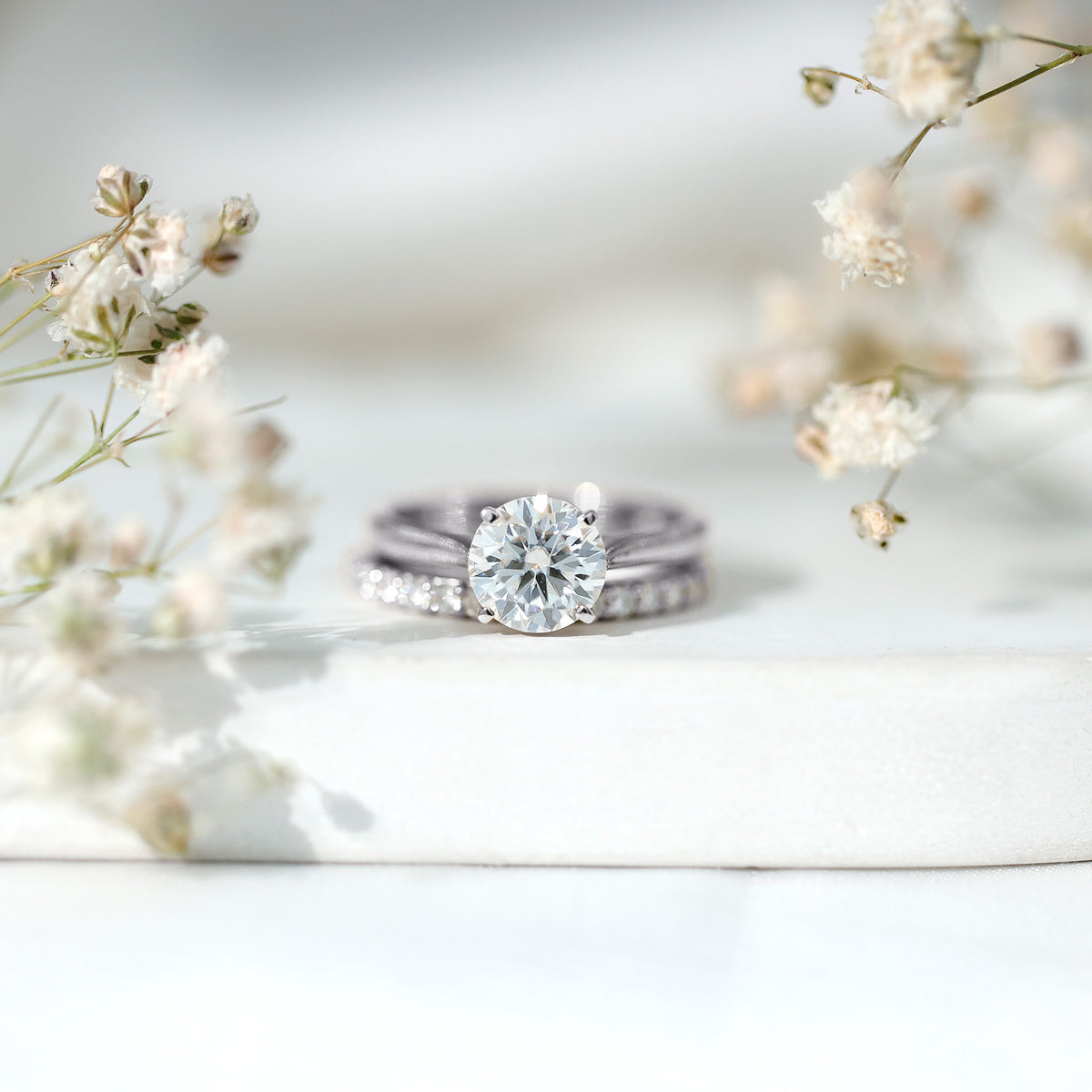 Rosec Jewels-IGI Authenticated Lab Created 2 Carat Diamond Solitaire Wedding Ring Set