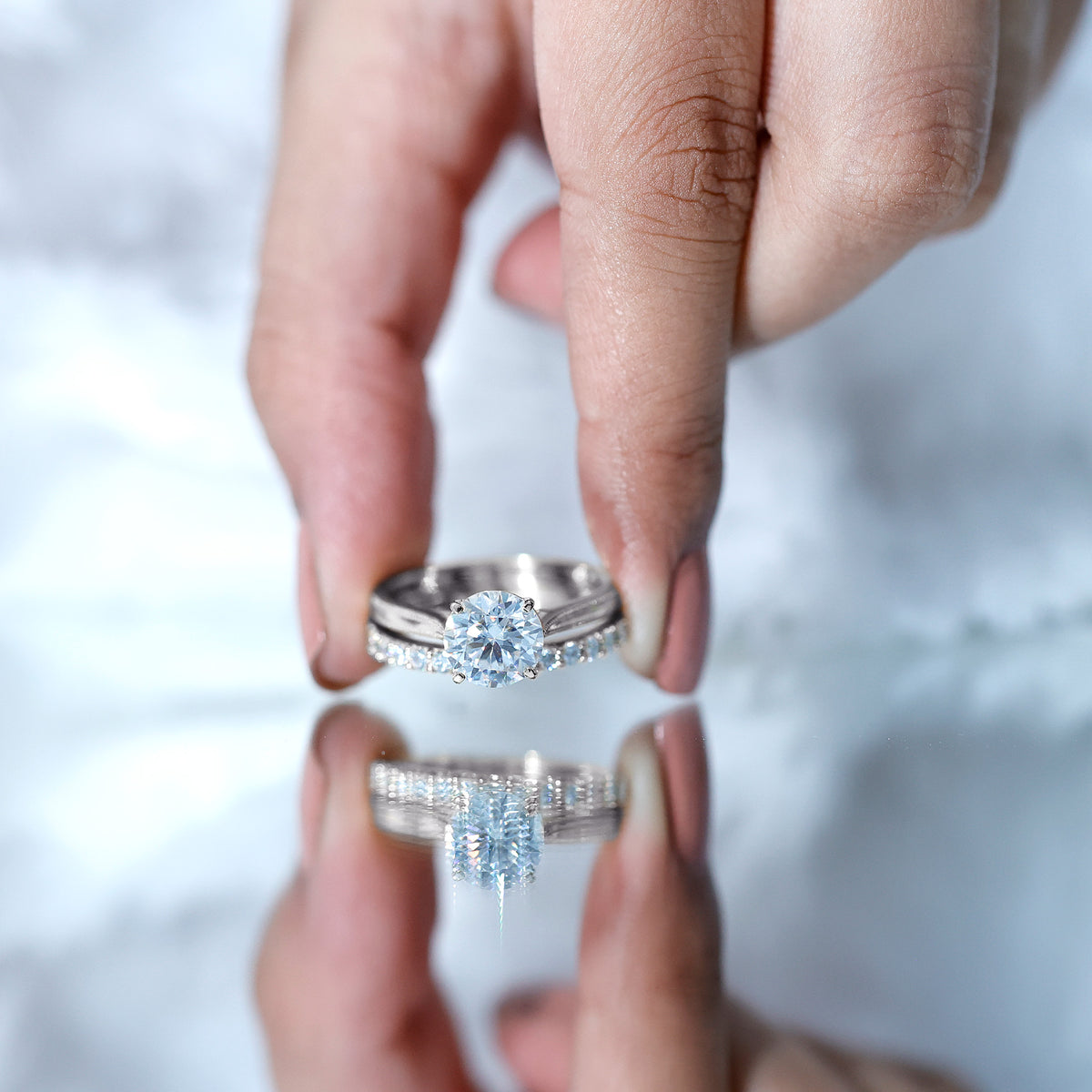 Rosec Jewels-IGI Authenticated Lab Created 2 Carat Diamond Solitaire Wedding Ring Set