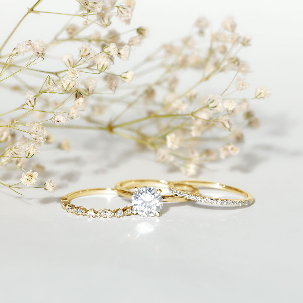 IGI Documented 2 Carat Lab Grown Diamond Trio Bridal Ring Set for Women Lab - ( E-VS1 ) - Rosec Jewels