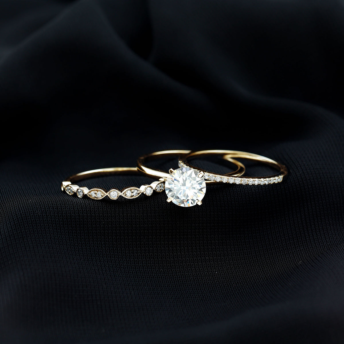 IGI Documented 2 Carat Lab Grown Diamond Trio Bridal Ring Set for Women Lab - ( E-VS1 ) - Rosec Jewels