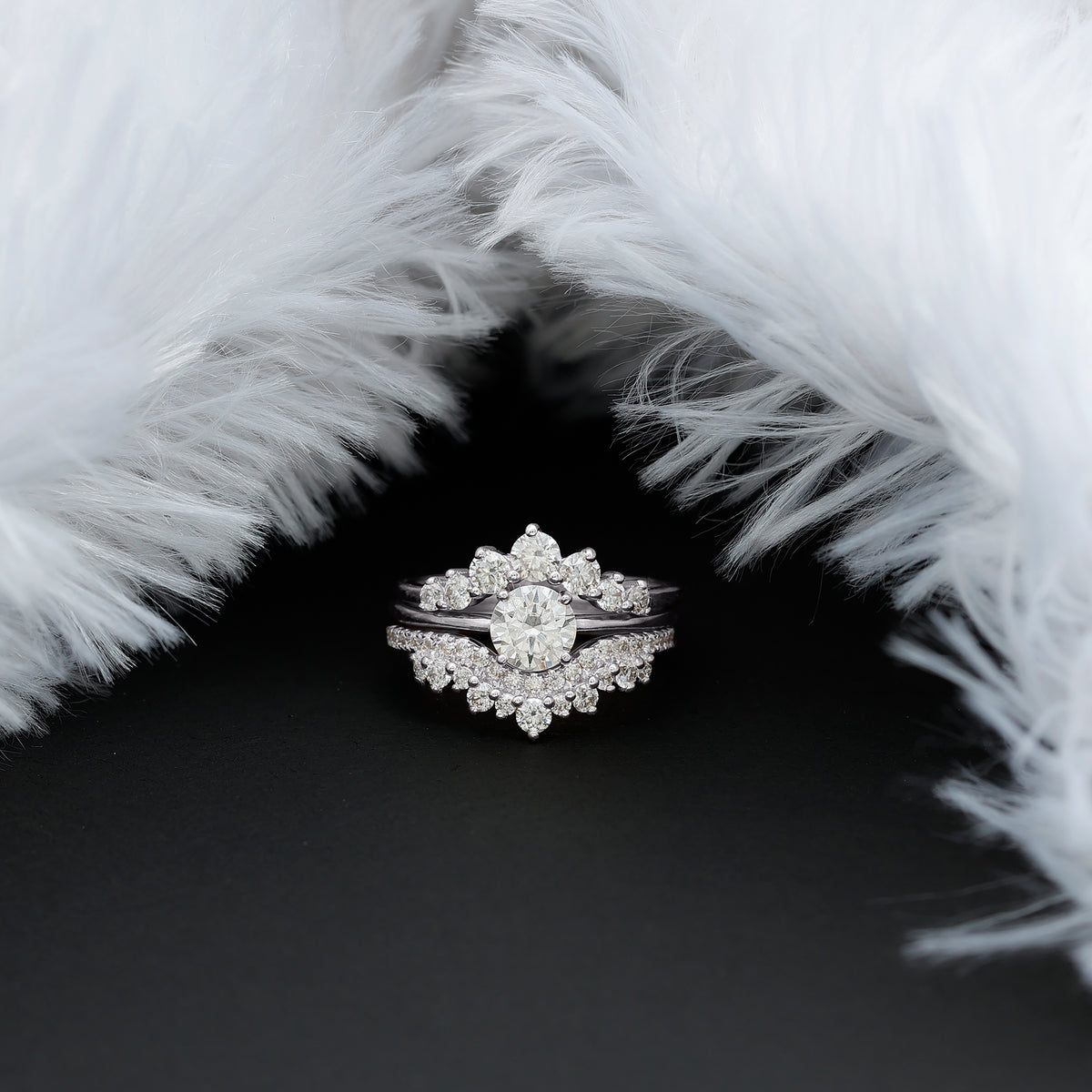 Rosec Jewels-IGI Authenticated 1 Carat Lab Diamond Antique Wedding Ring Set of 3