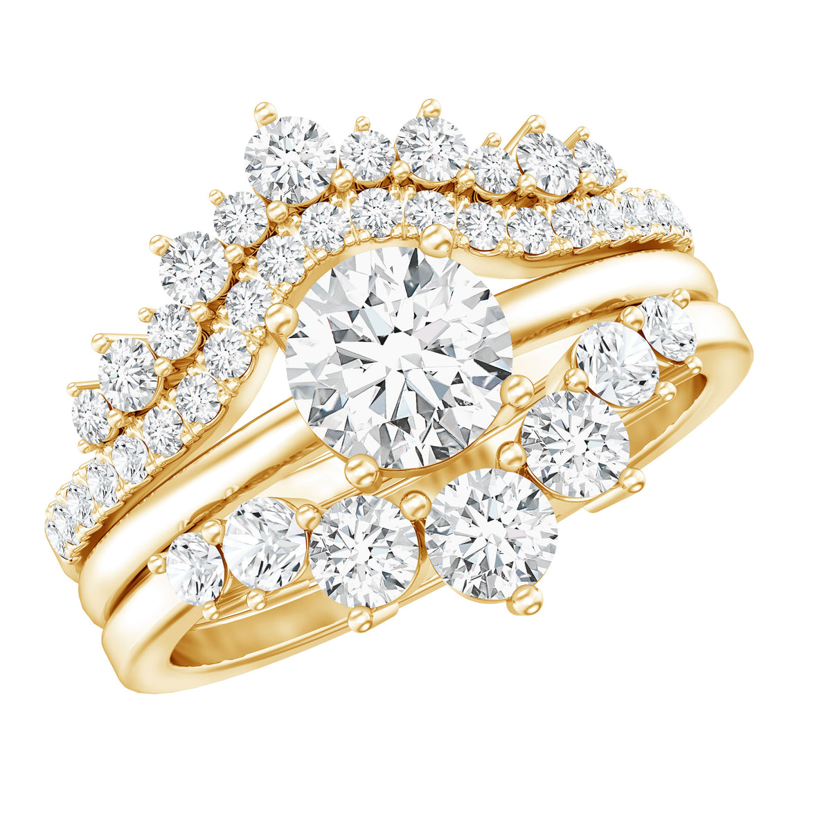 Rosec Jewels-IGI Authenticated 1 Carat Lab Diamond Antique Wedding Ring Set of 3