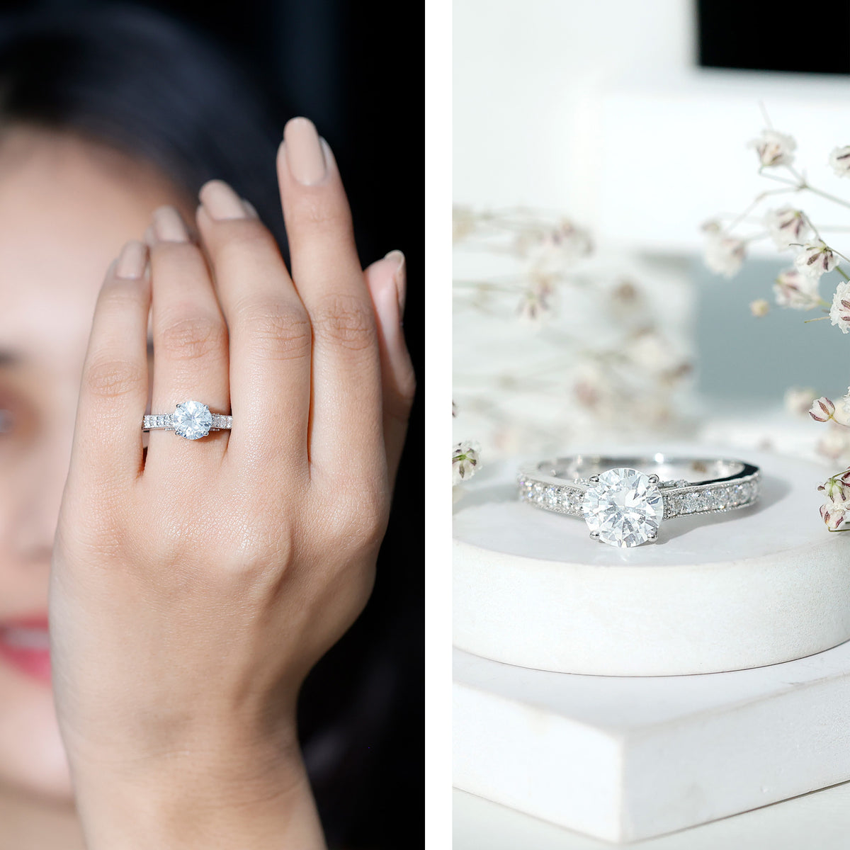 Rosec Jewels-2 Carat Round Lab Grown Diamond Classic Engagement Ring with IGI Certificate