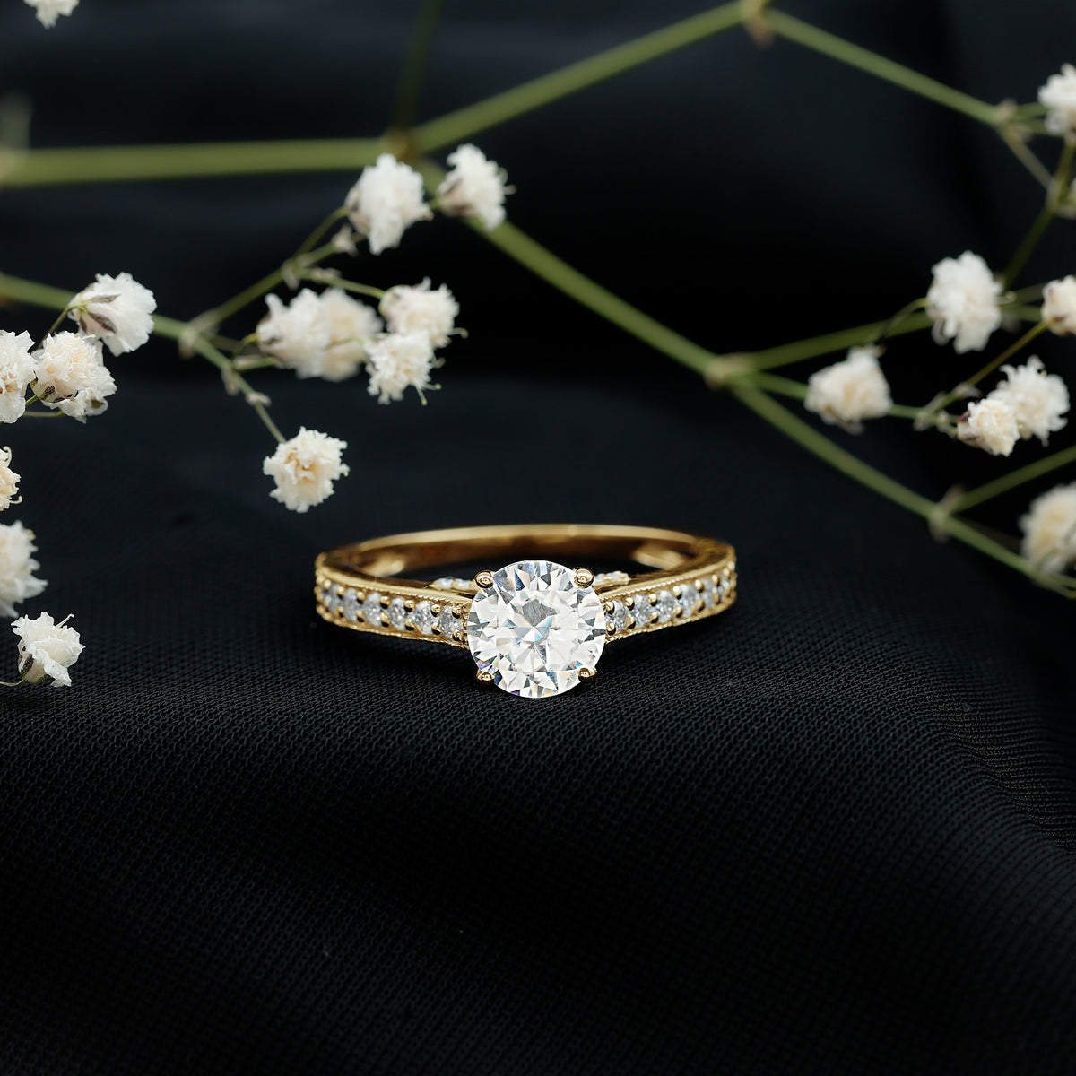 2 Carat Round Lab Grown Diamond Classic Engagement Ring with IGI Certificate Lab - ( E-VS1 ) - Rosec Jewels