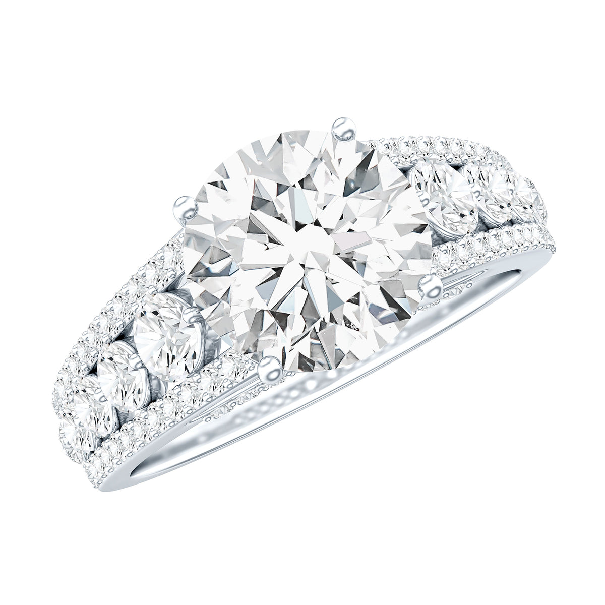 Rosec Jewels-IGI Verified Lab Grown Diamond 2 Carat Engagement Ring with Side Stones