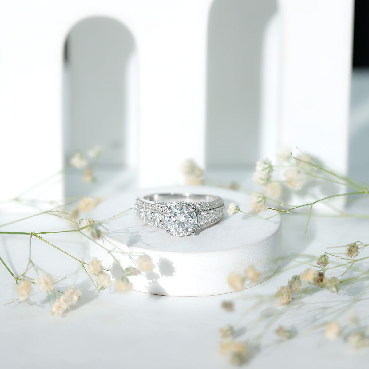 Rosec Jewels-IGI Verified Lab Grown Diamond 2 Carat Engagement Ring with Side Stones