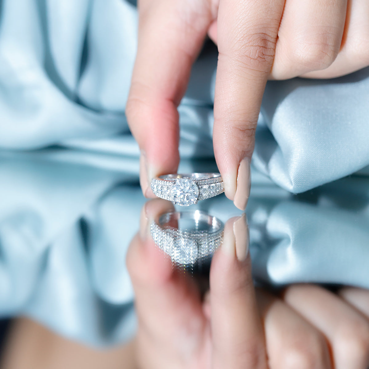 Rosec Jewels-IGI Verified Lab Grown Diamond 2 Carat Engagement Ring with Side Stones