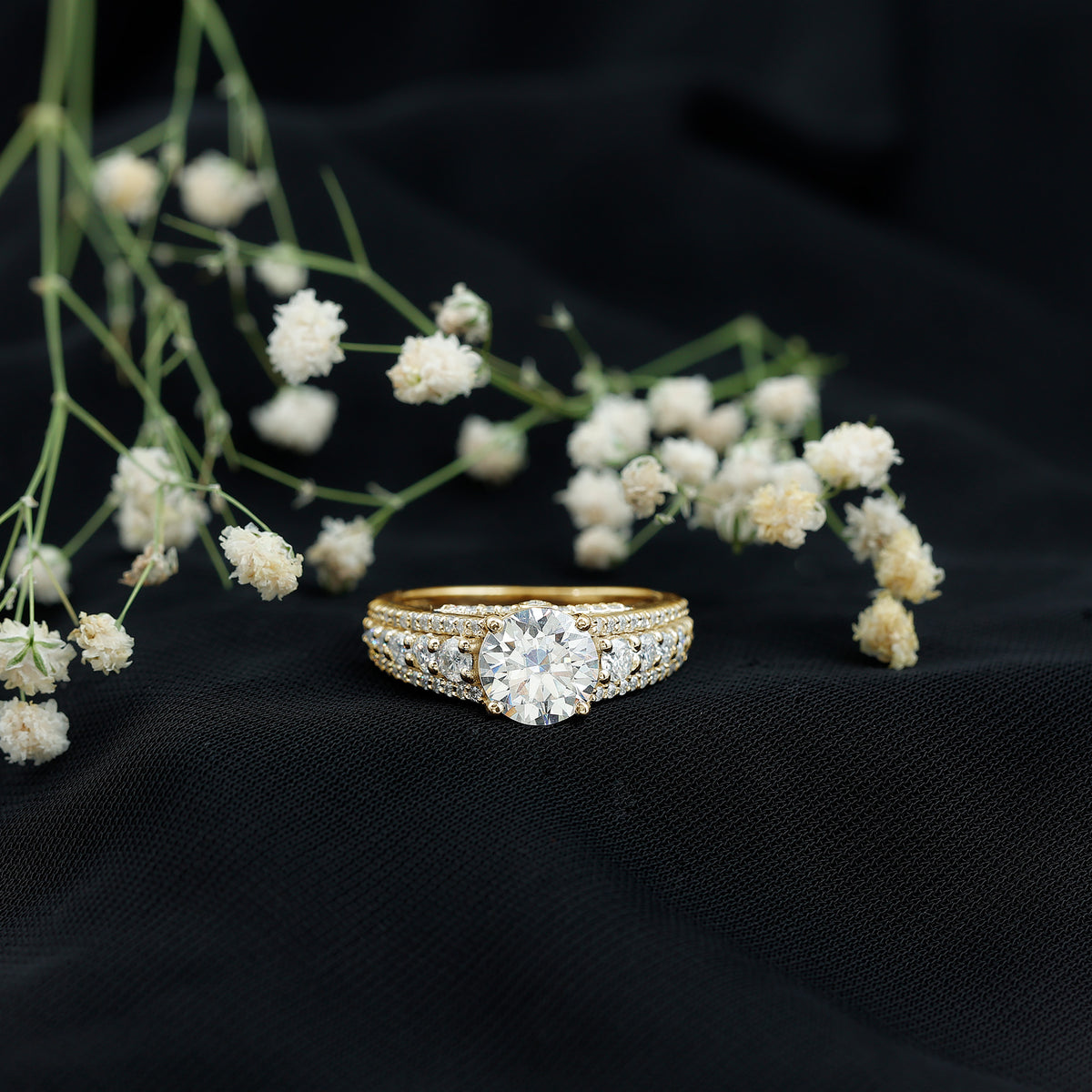 Rosec Jewels-IGI Verified Lab Grown Diamond 2 Carat Engagement Ring with Side Stones