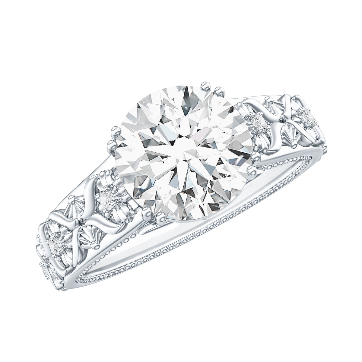2 Carat Lab Grown Diamond Nature Inspired Engagement Ring with IGI Certificate Lab - ( E-VS1 ) - Rosec Jewels