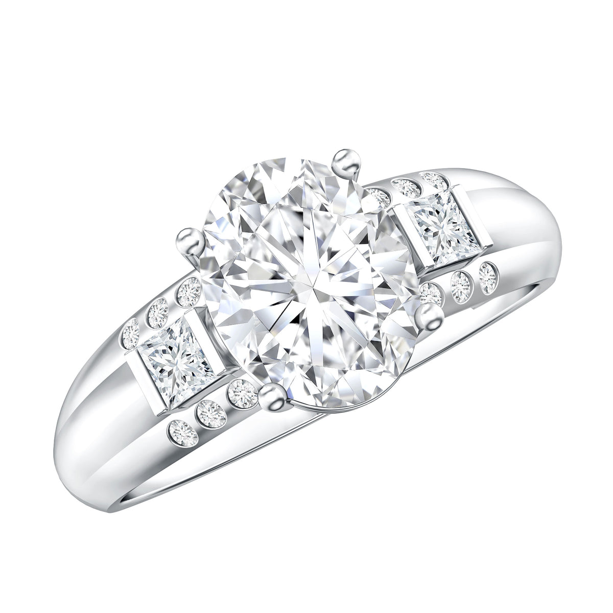 IGI Graded 2 Carat Lab Grown Oval Diamond Statement Ring Lab - ( E-VS1 ) - Rosec Jewels