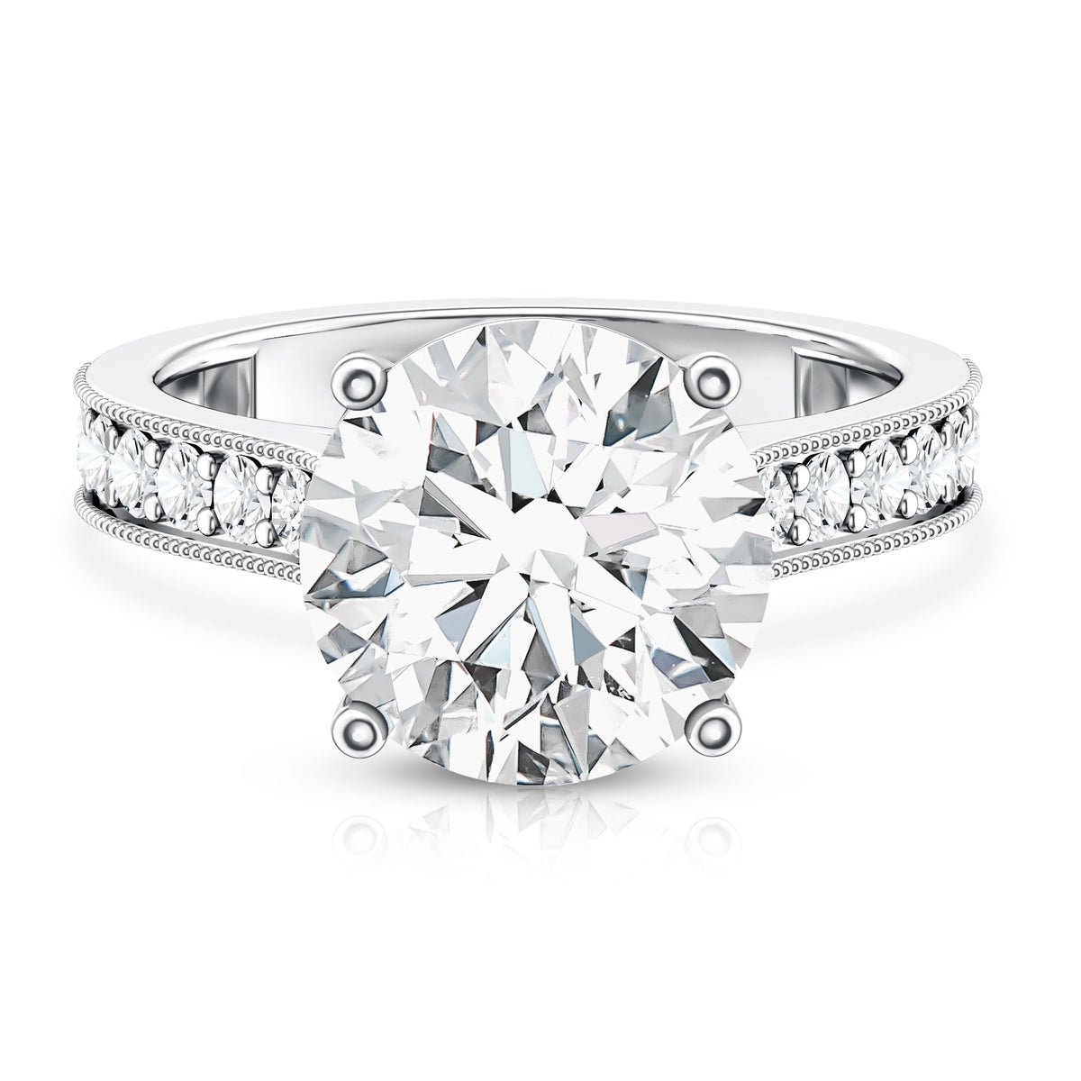 Rosec Jewels-5 Carat Lab Grown Diamond Cathedral Engagement Ring with IGI Certificate