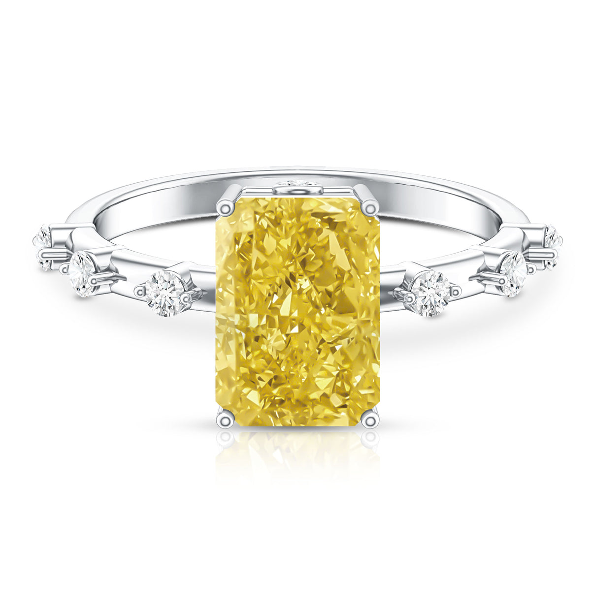 Rosec Jewels-IGI Certified 3 Carat Lab Grown Vivid Yellow Diamond Engagement Ring